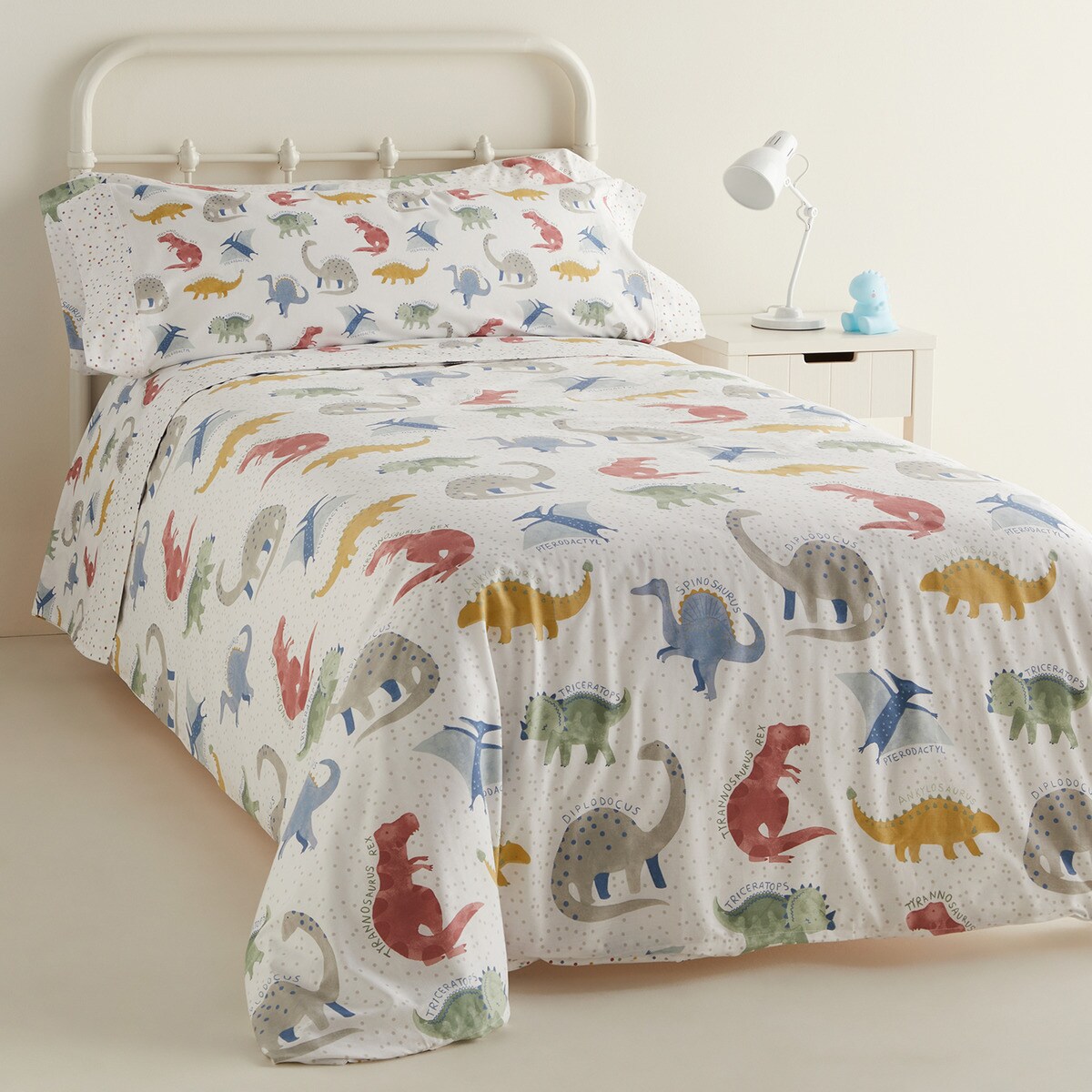 Conjunto de Lençóis de Cima Mini Dinos Multicolor-3