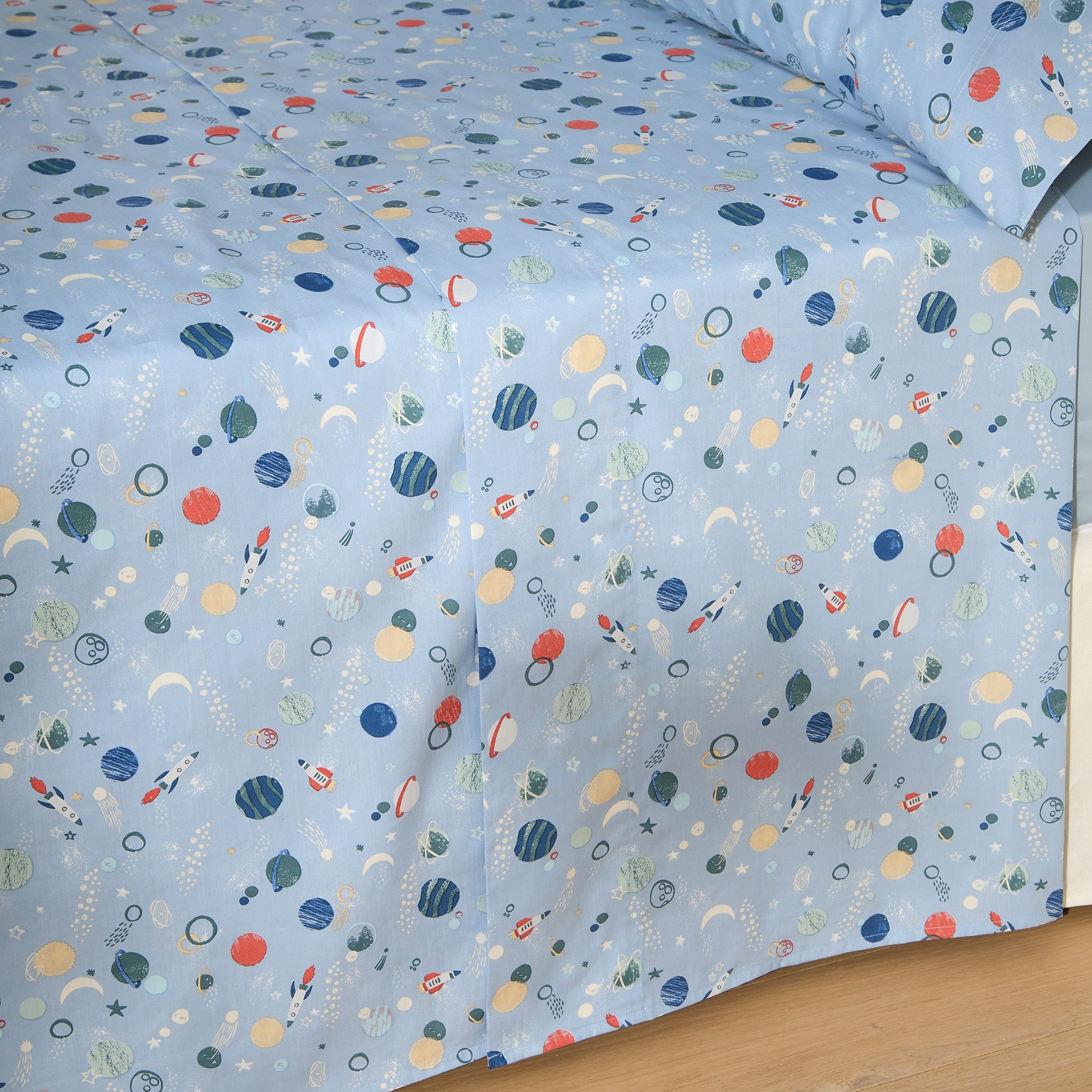 Conjunto de Lençóis de Algodão Astral Azul-2