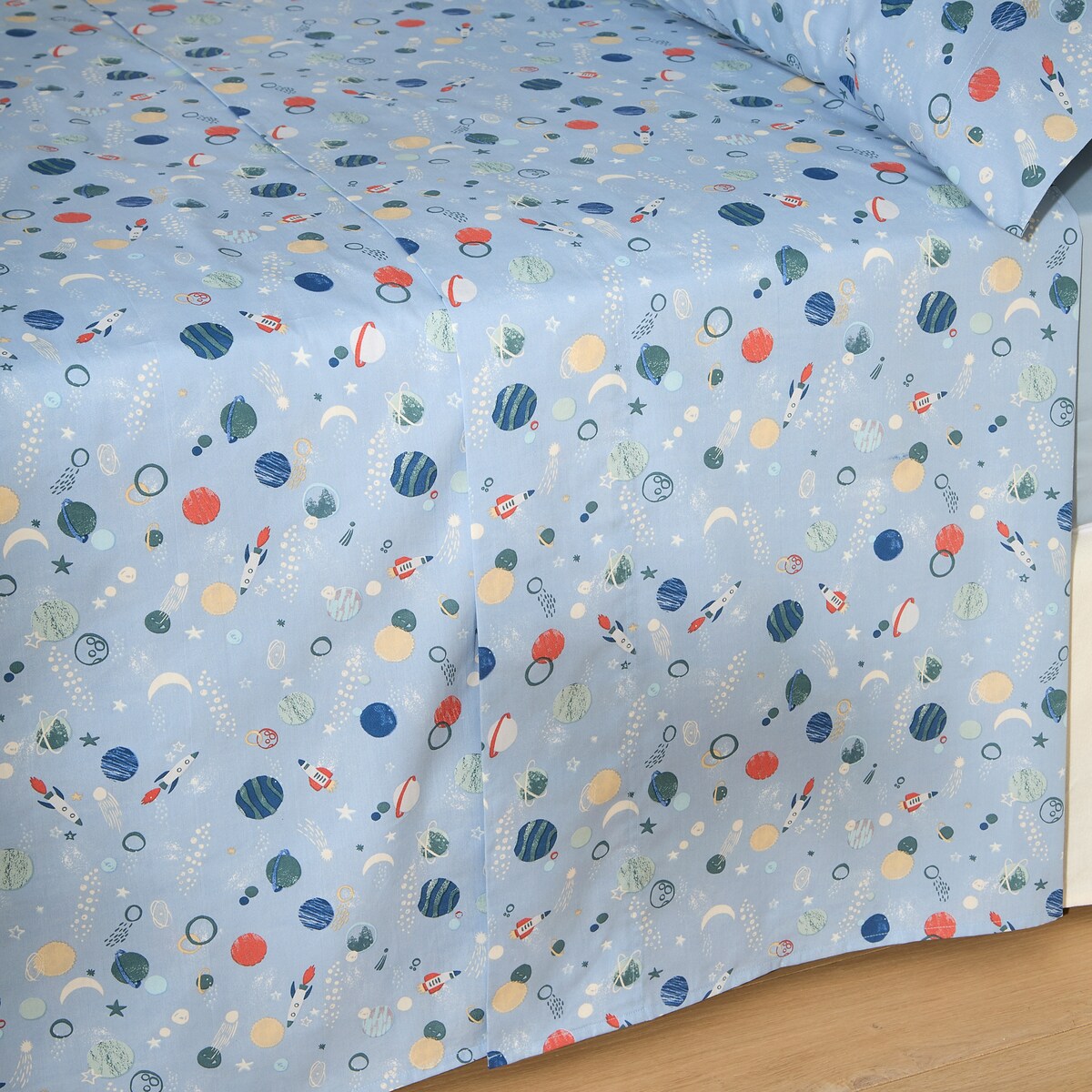 Conjunto de Lençóis de Algodão Astral Azul-2