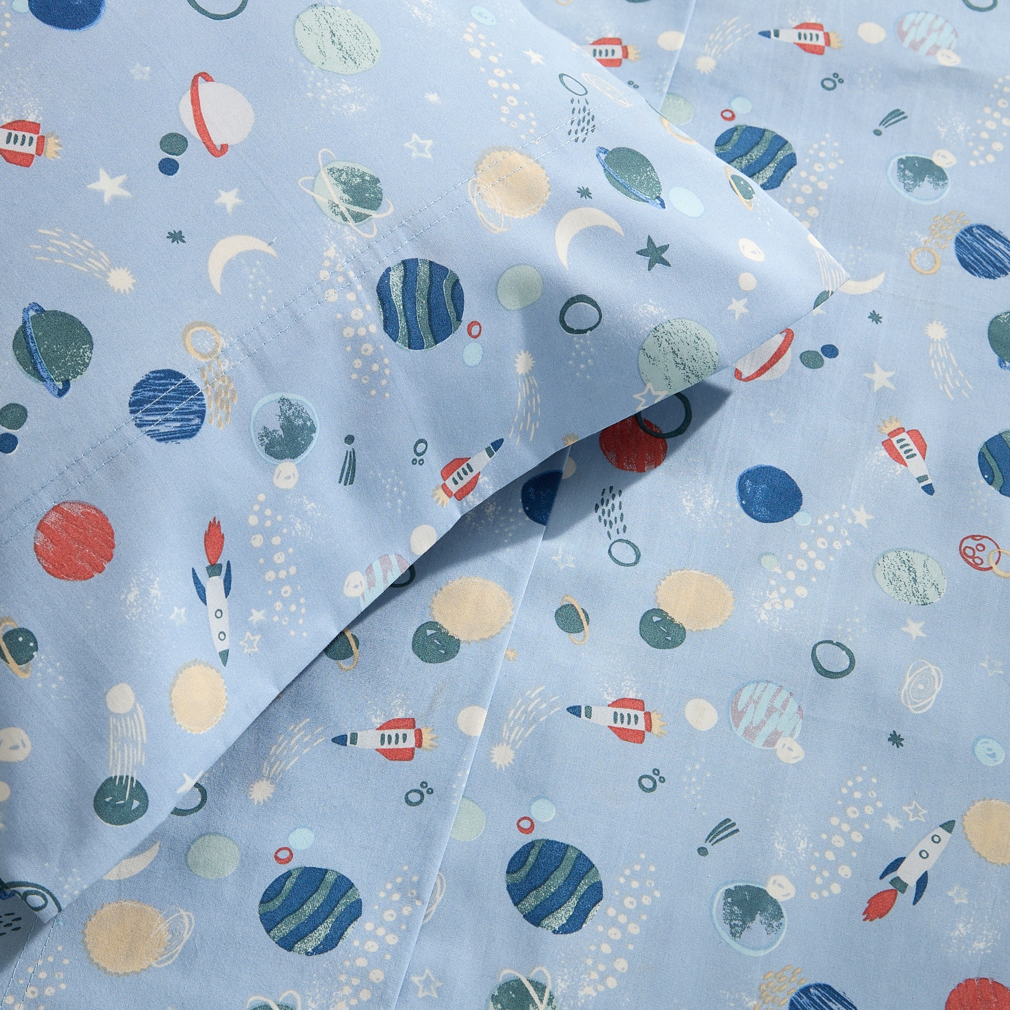 Conjunto de Lençóis de Algodão Astral Azul-3