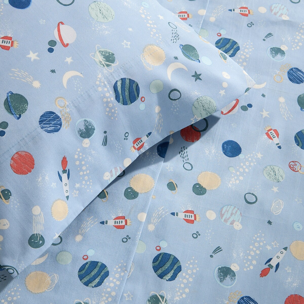 Conjunto de Lençóis de Algodão Astral Azul-3