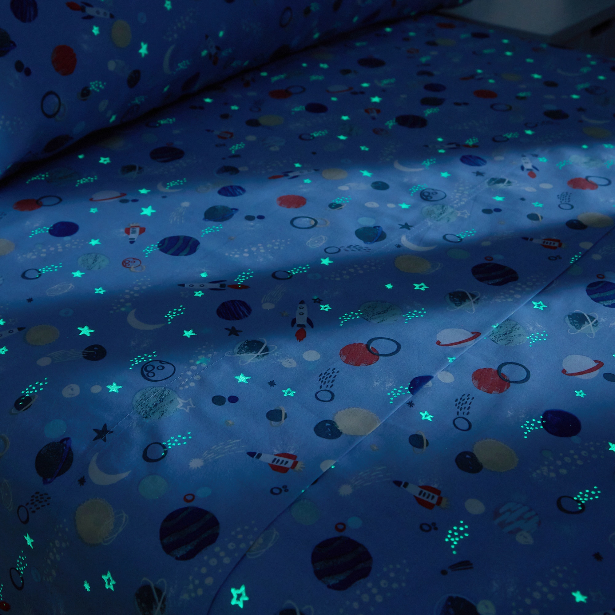 Conjunto de Lençóis de Algodão Astral Azul-5