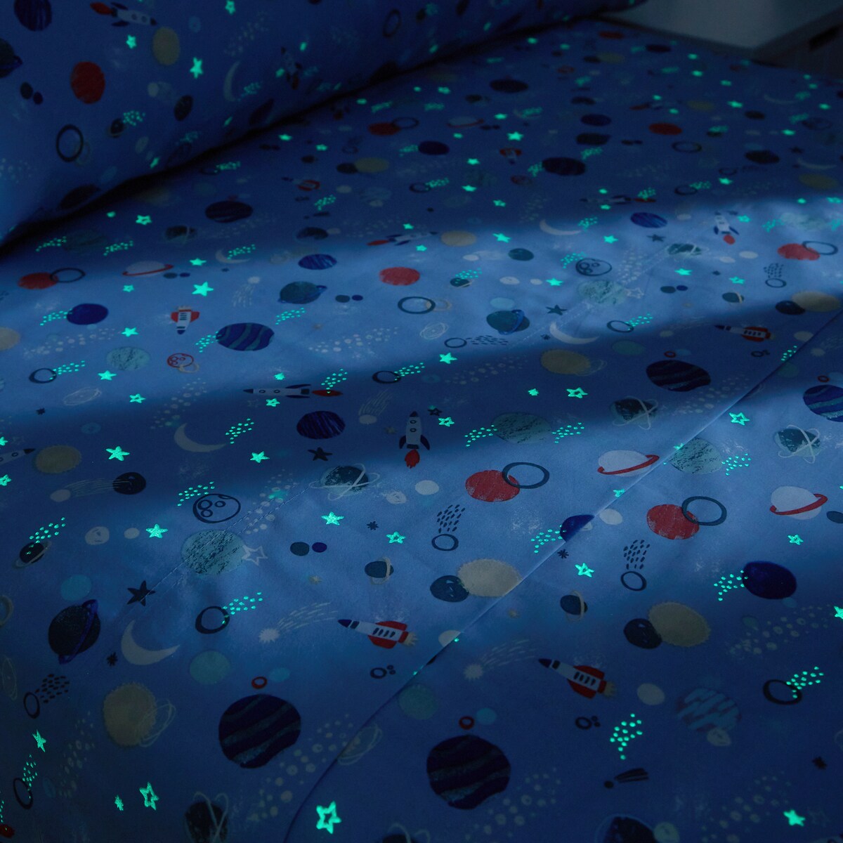 Conjunto de Lençóis de Algodão Astral Azul-5