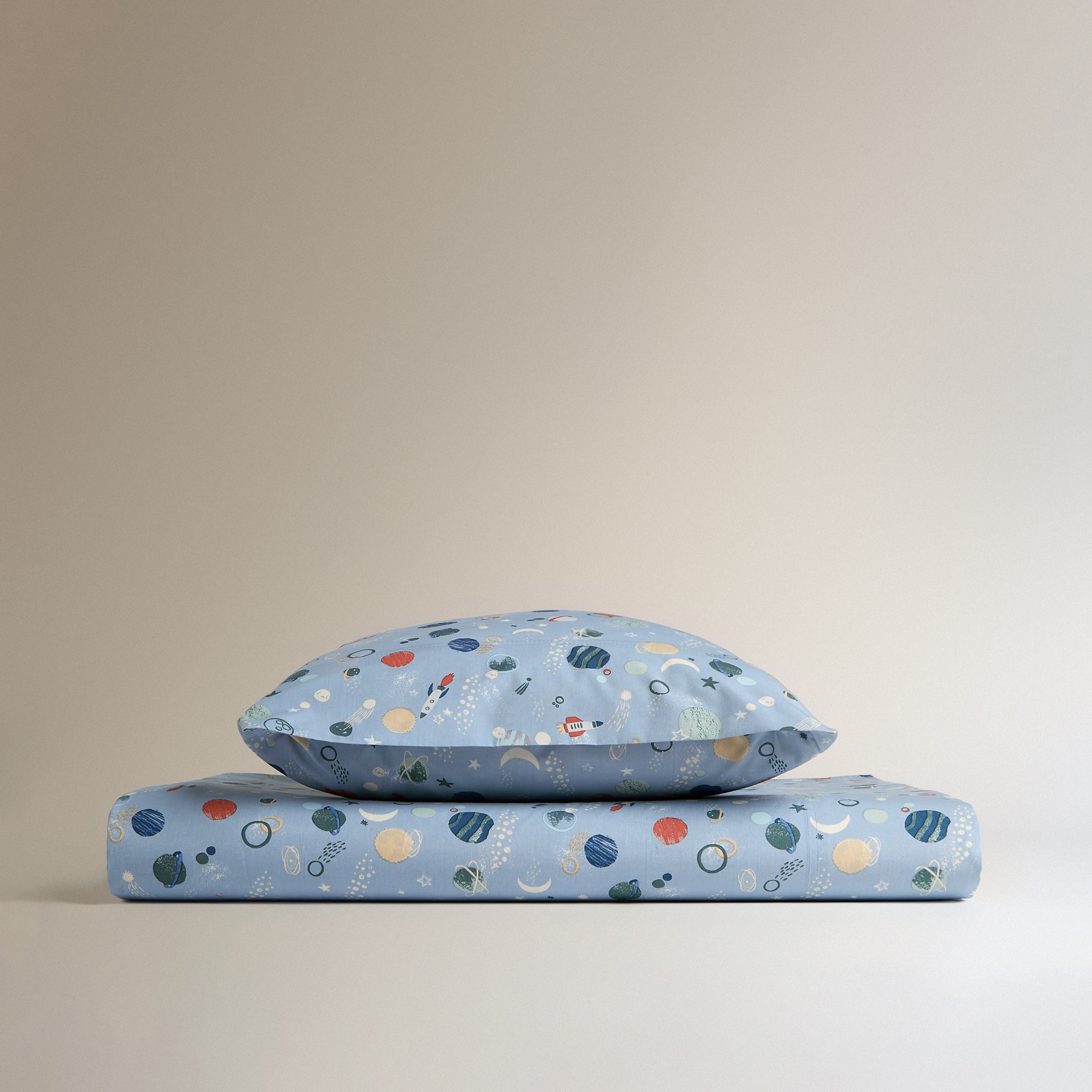 Conjunto de Lençóis de Algodão Astral Azul-6