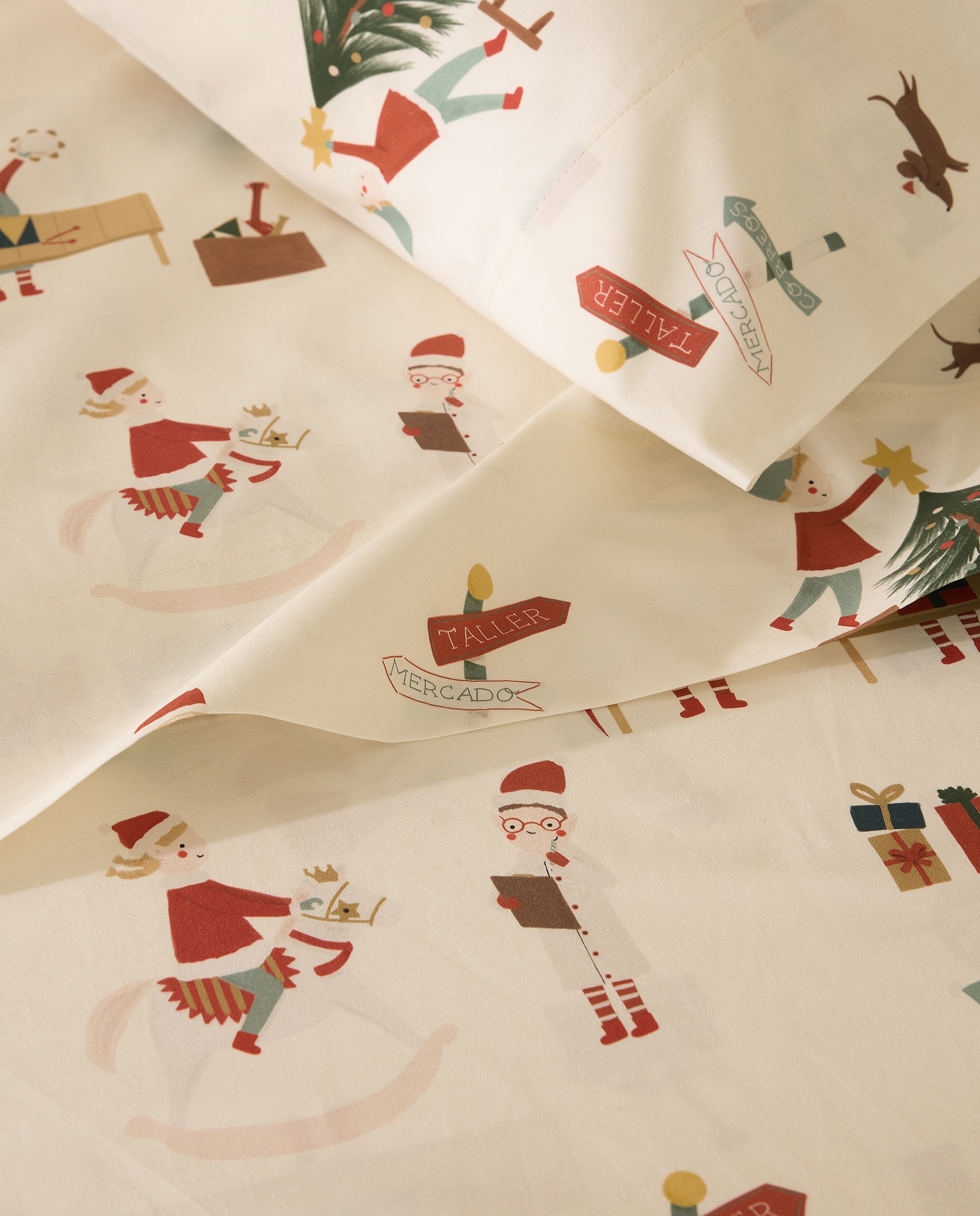 Juego de sábanas algodón Clausville - Multicolor Cama 90 cm Multicolor-3