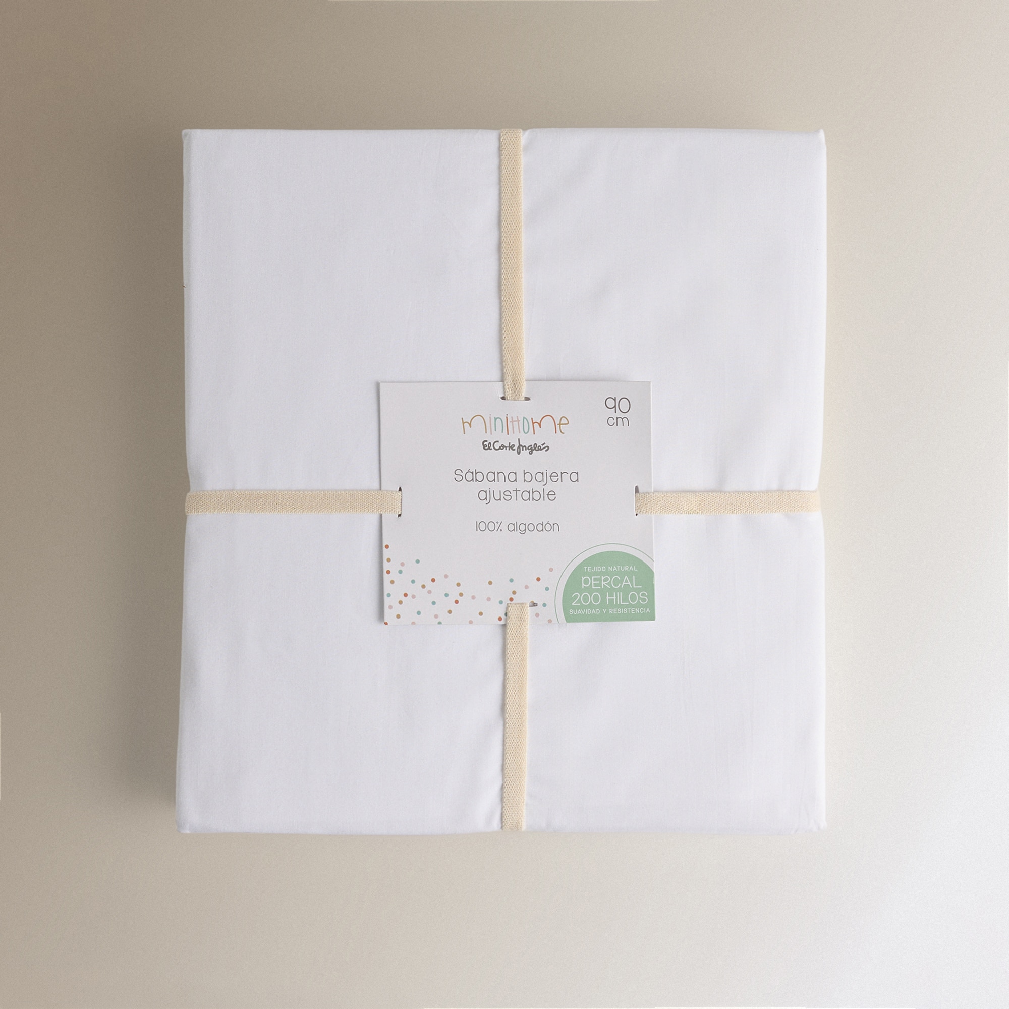 Sábana bajera infantil algodón sostenible New Fit Kids Mini Home - El Corte Inglés - Blanco Cama 90 cm Blanco-5