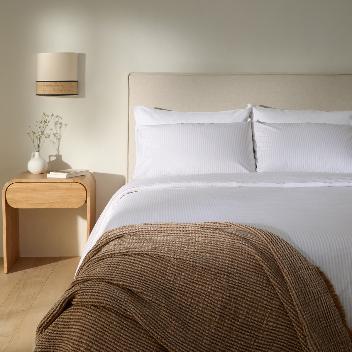 Conjunto de Capa de Edredão Reversível de Algodão Martin Bege-1