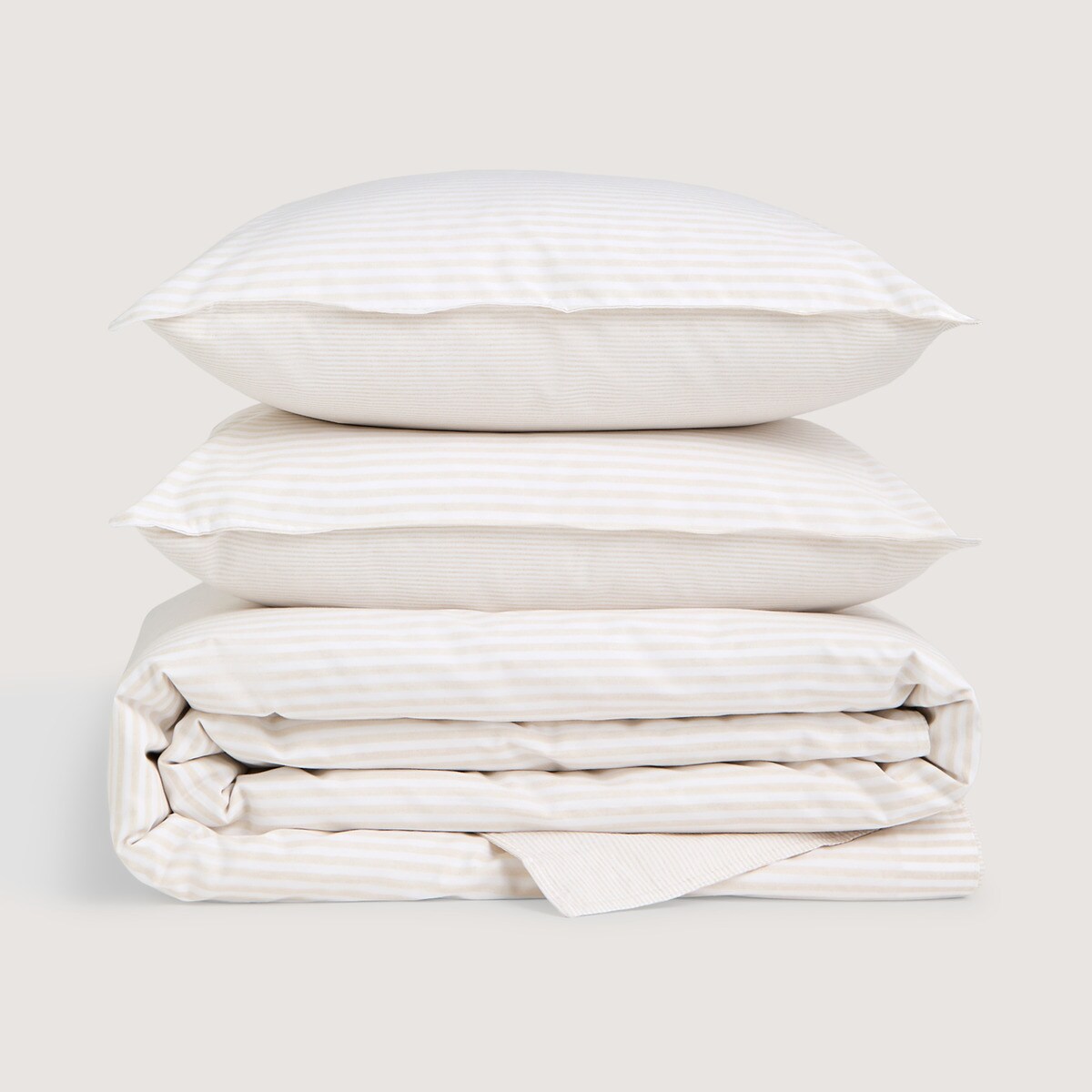 Conjunto de Capa de Edredão Reversível de Algodão Martin Bege-2