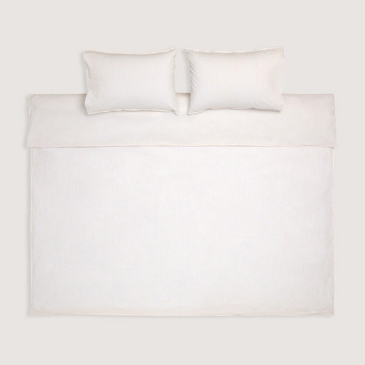 Conjunto de Capa de Edredão Reversível de Algodão Martin Bege-6