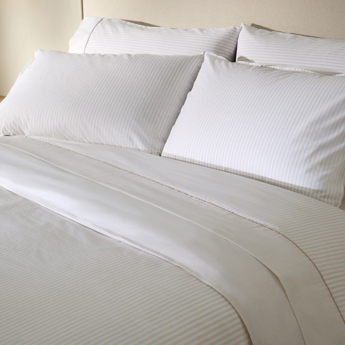 Conjunto de Capa de Edredão Reversível de Algodão Martin Bege-7