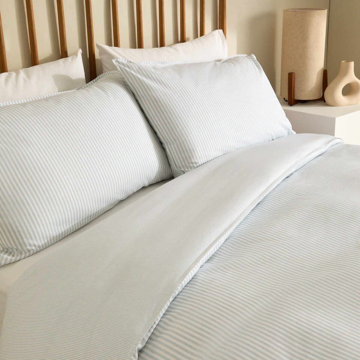 Conjunto de Capa de Edredão Reversível de Algodão Martin Azul-3