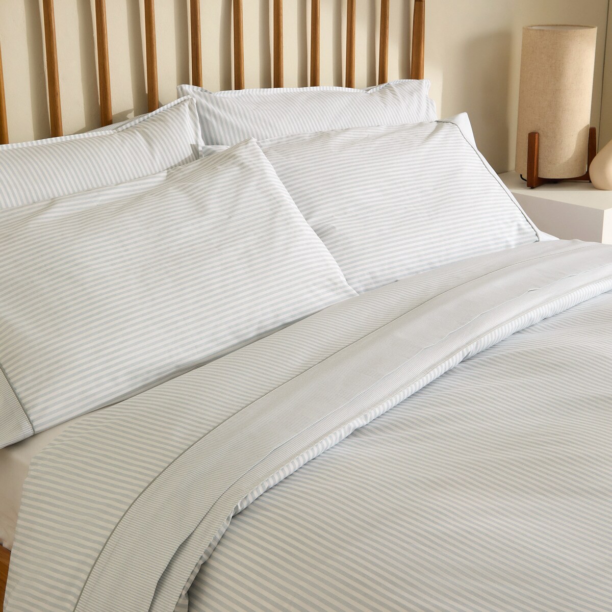 Conjunto de Capa de Edredão Reversível de Algodão Martin Azul-7