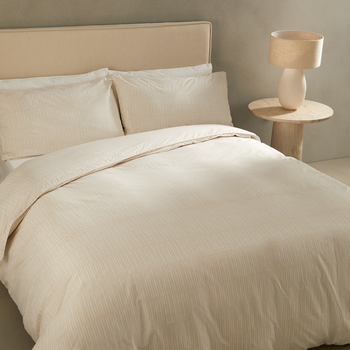 Conjunto de Capa de Edredão de Algodão Geo Bege-1