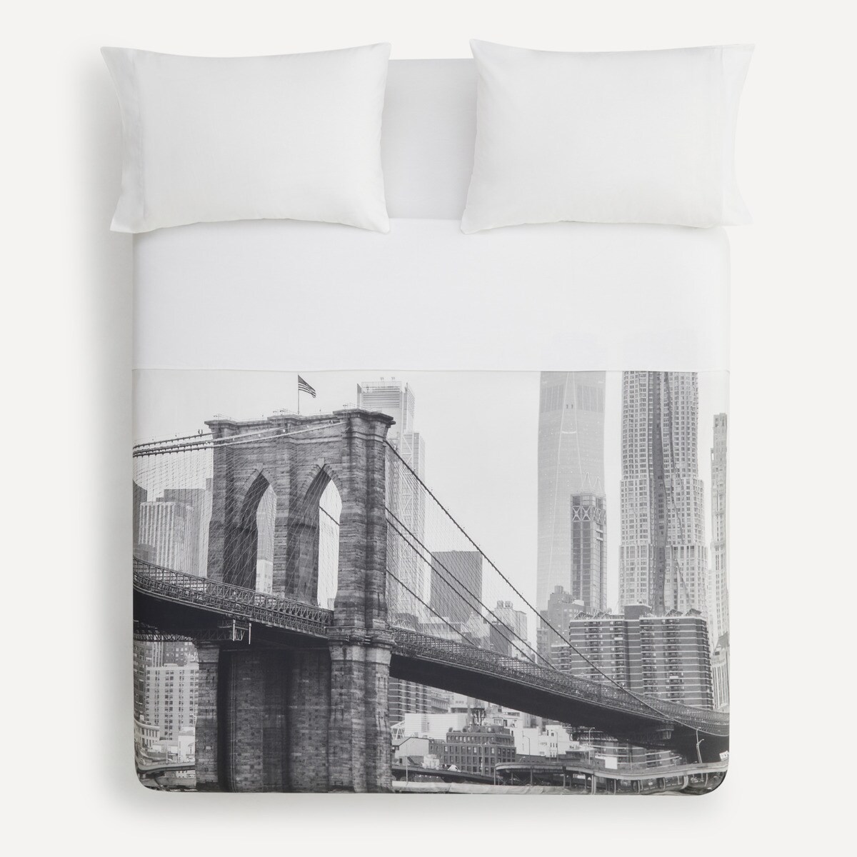 Conjunto de capa de edredão de algodão Brooklyn Branco-5