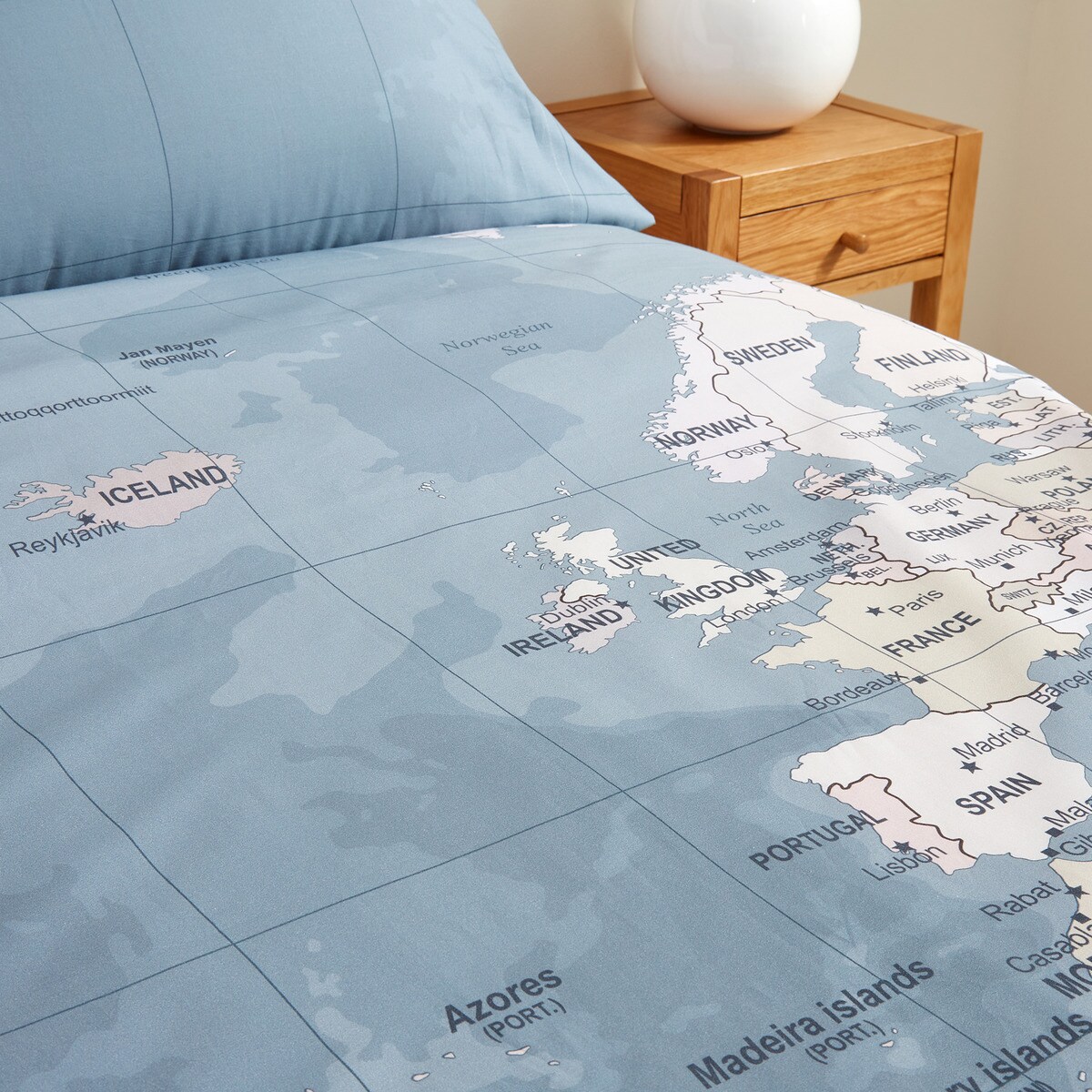 Conjunto de capa de edredão de algodão Mapa El Corte Inglés Branco-3