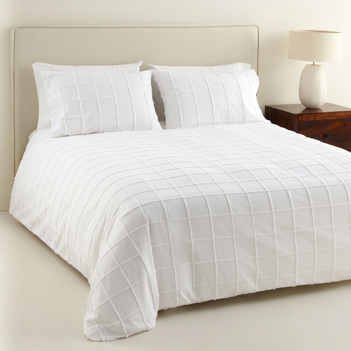 Jogo de Capa de Edredão de Algodão Neo Branco-1