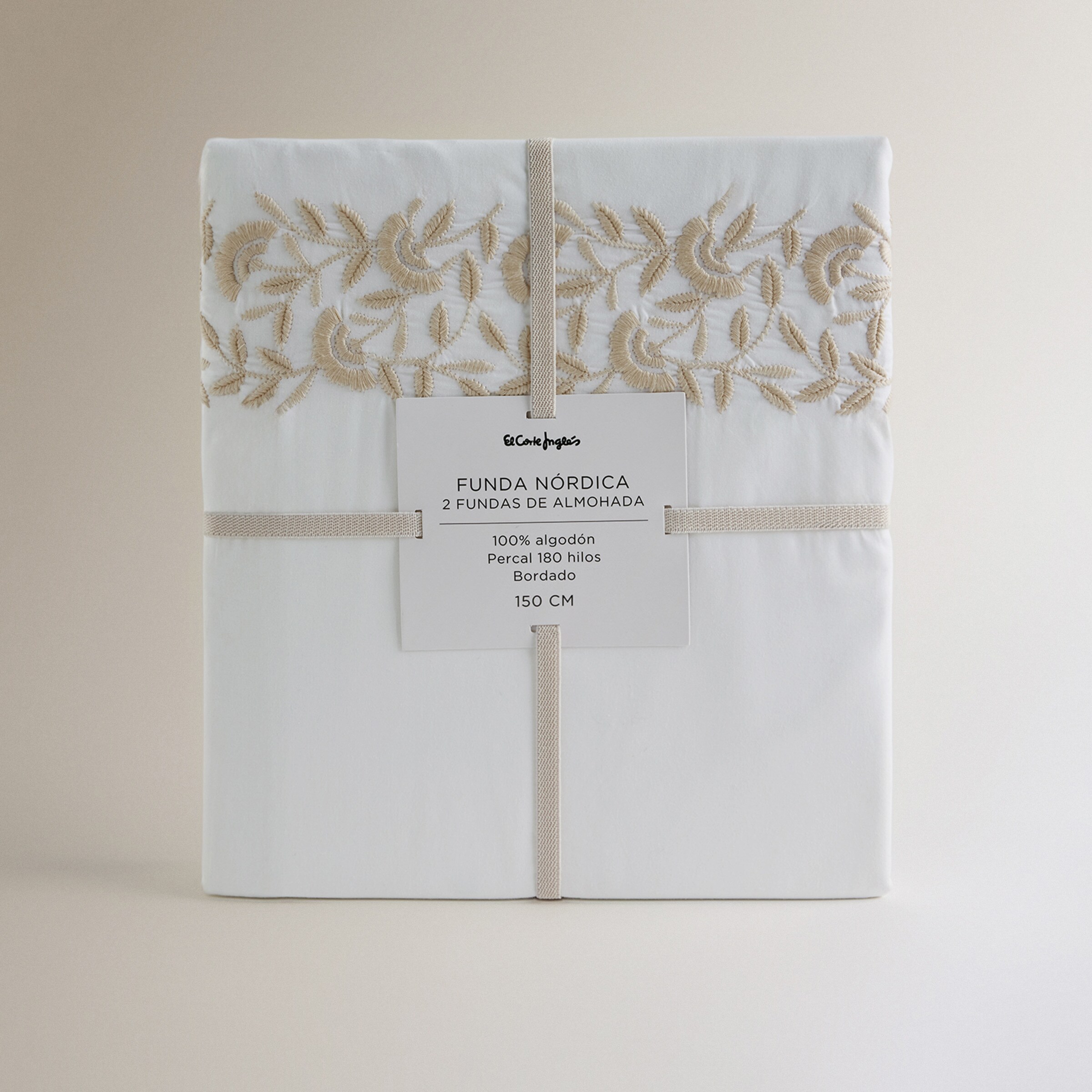Conjunto de Capa de Edredão de Algodão Percal Margot Bege-7