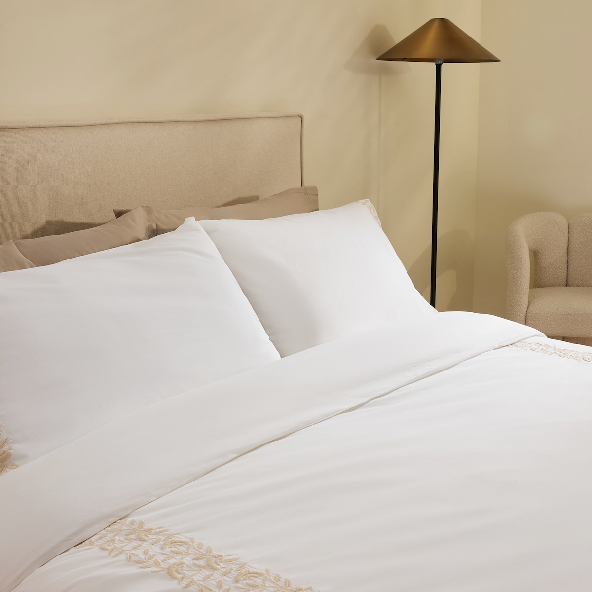 Juego de funda nórdica algodón percal Margot El Corte Inglés Beige-3
