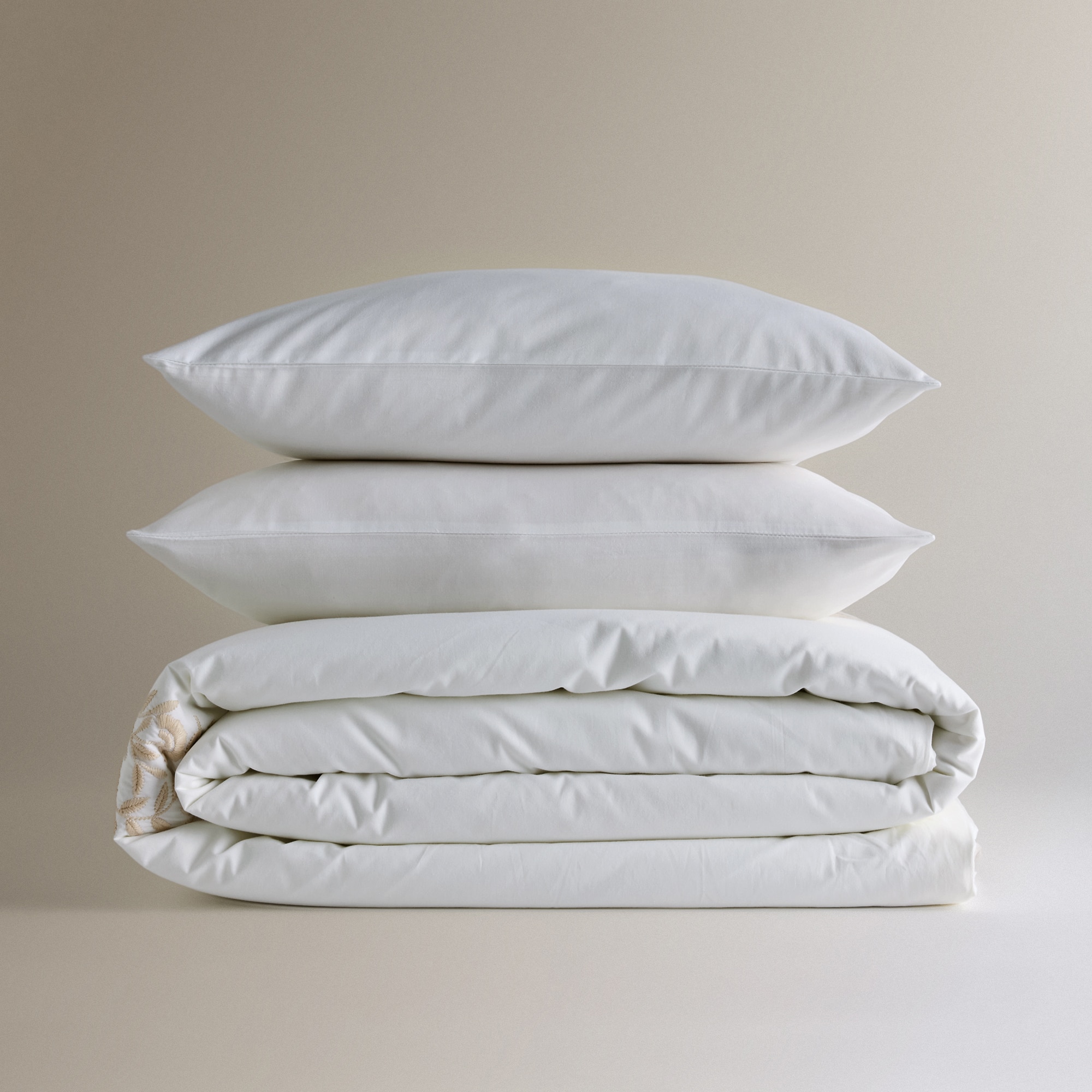 Conjunto de Capa de Edredão de Algodão Percal Margot Bege-6