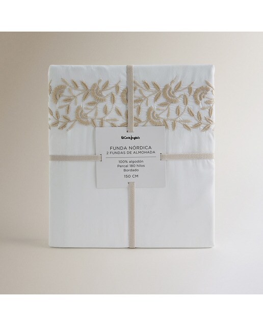 Conjunto de Capa de Edredão de Algodão Percal Margot Bege-8