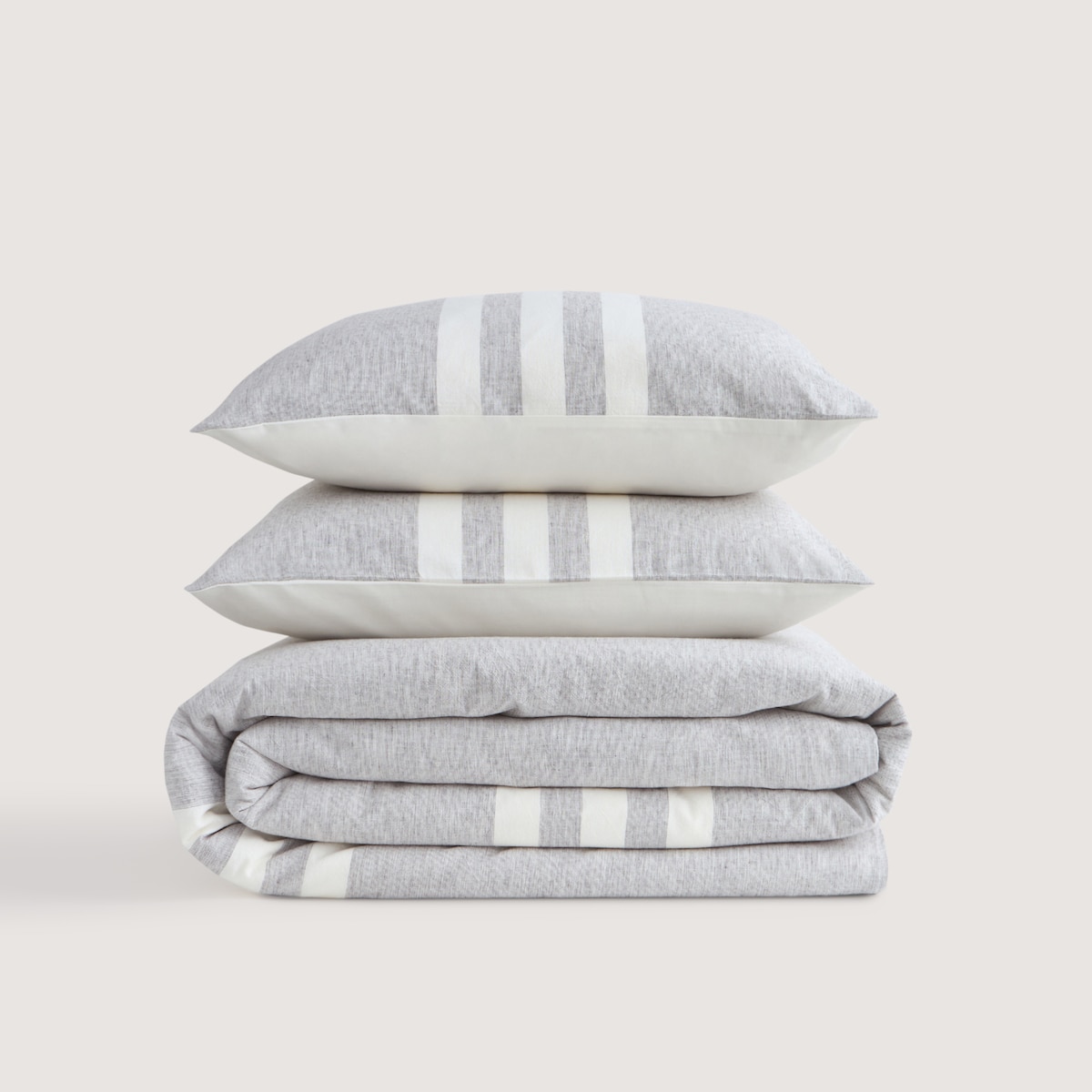 Conjunto de Capa de Edredão de Algodão e Linho André Cinzento-2