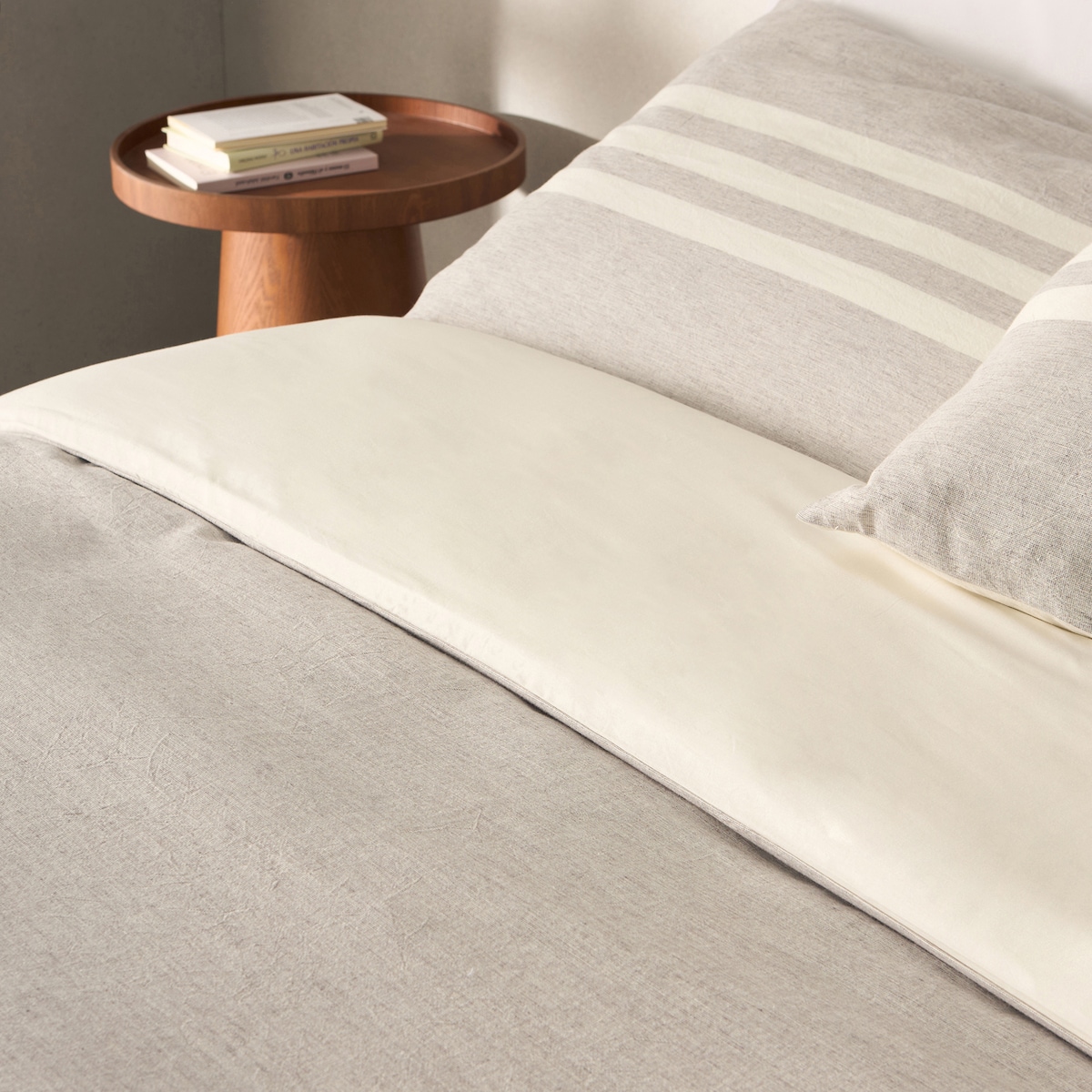 Conjunto de Capa de Edredão de Algodão e Linho André Cinzento-3