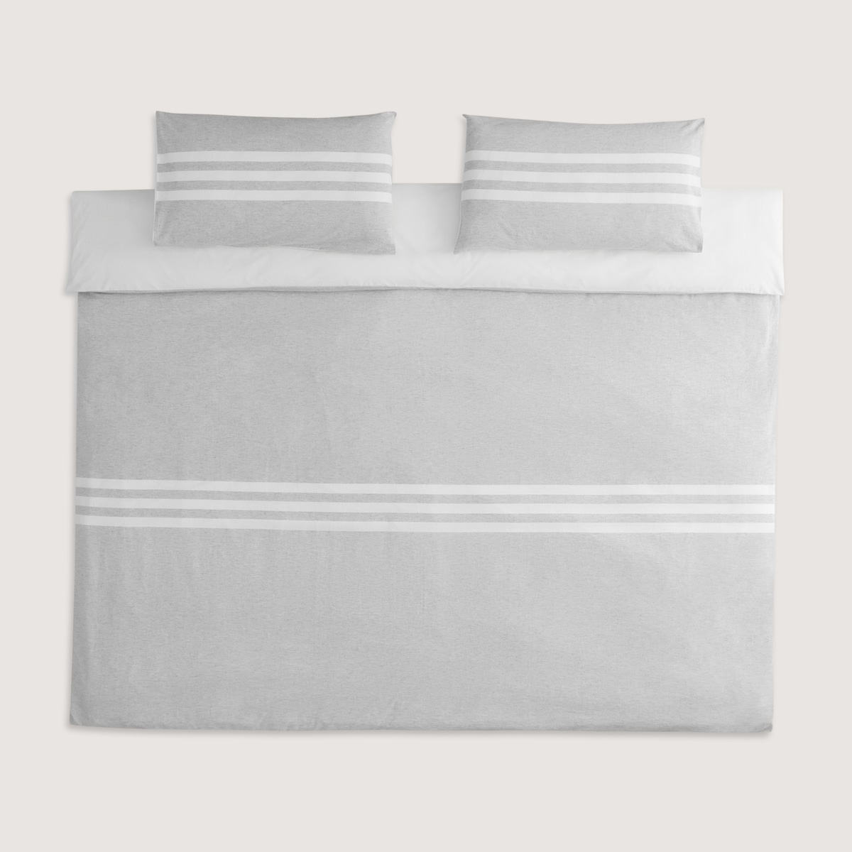 Conjunto de Capa de Edredão de Algodão e Linho André Cinzento-6
