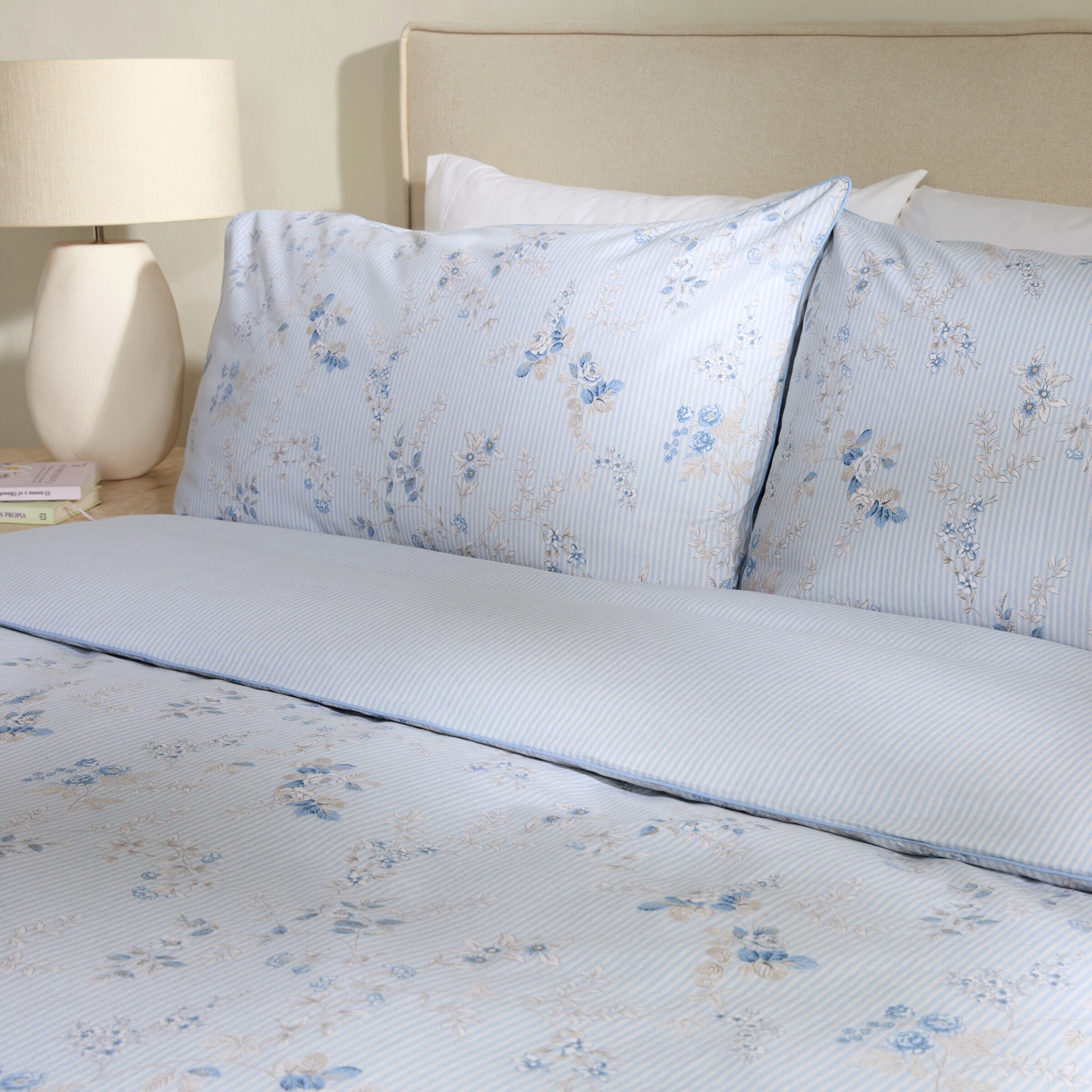 Conjunto de Capa de Edredão de Algodão Village Azul-3