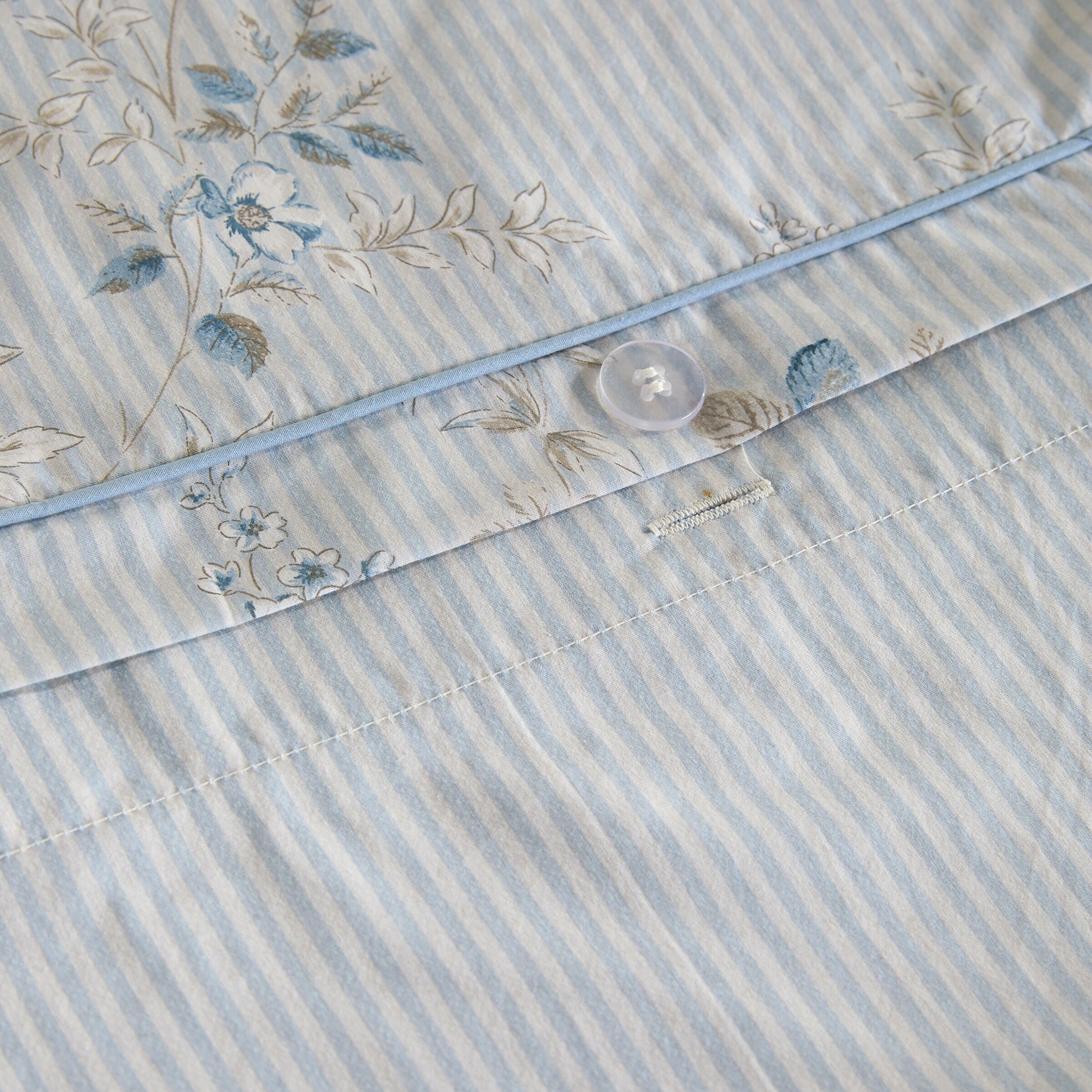 Conjunto de Capa de Edredão de Algodão Village Azul-5