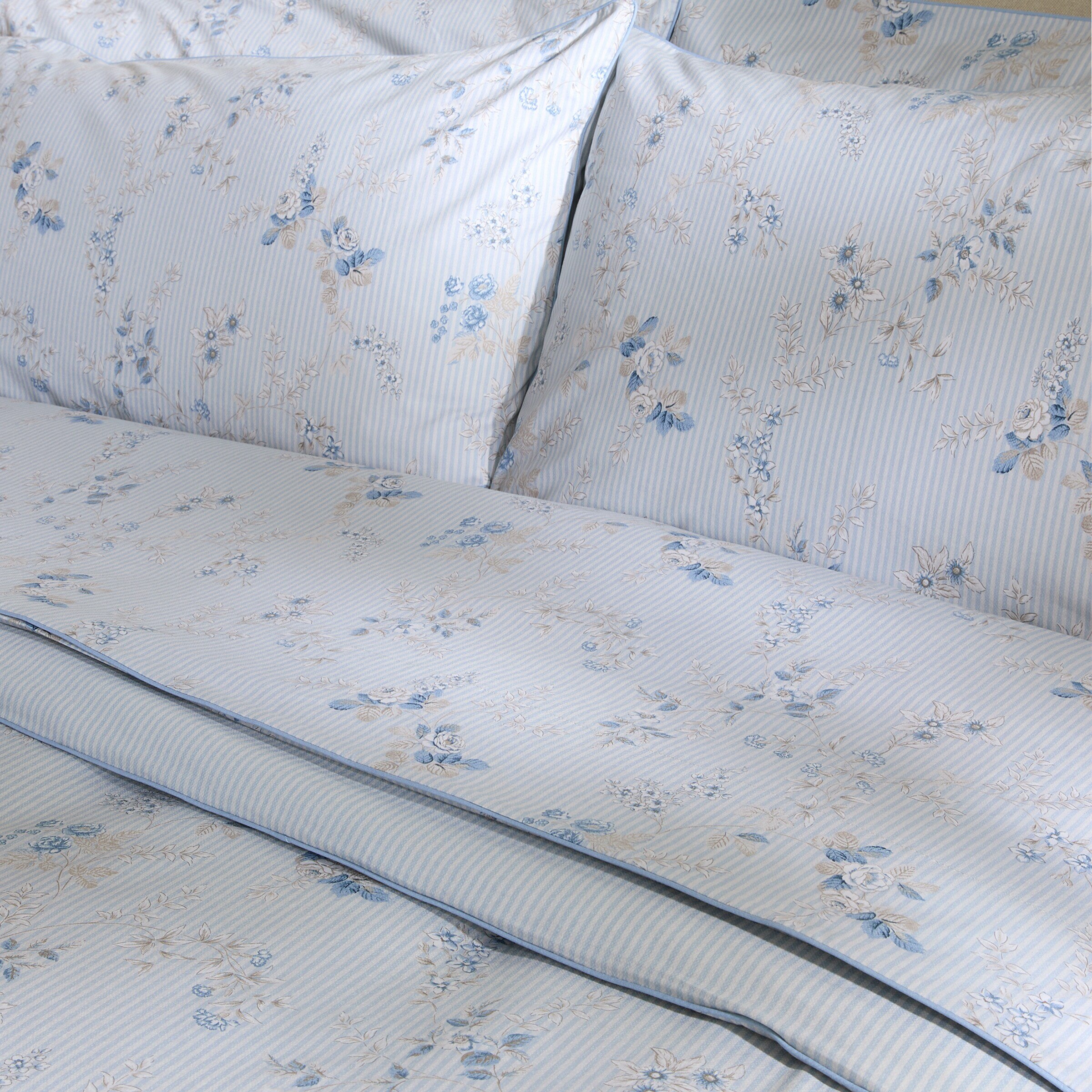 Conjunto de Capa de Edredão de Algodão Village Azul-7