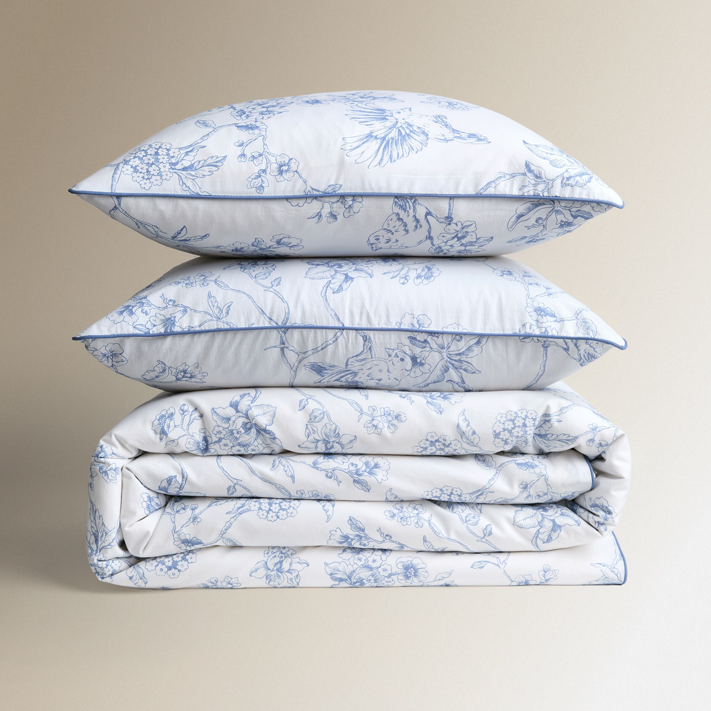 Juego de funda nórdica algodón Birds - Azul Cama 105 cm Azul-6