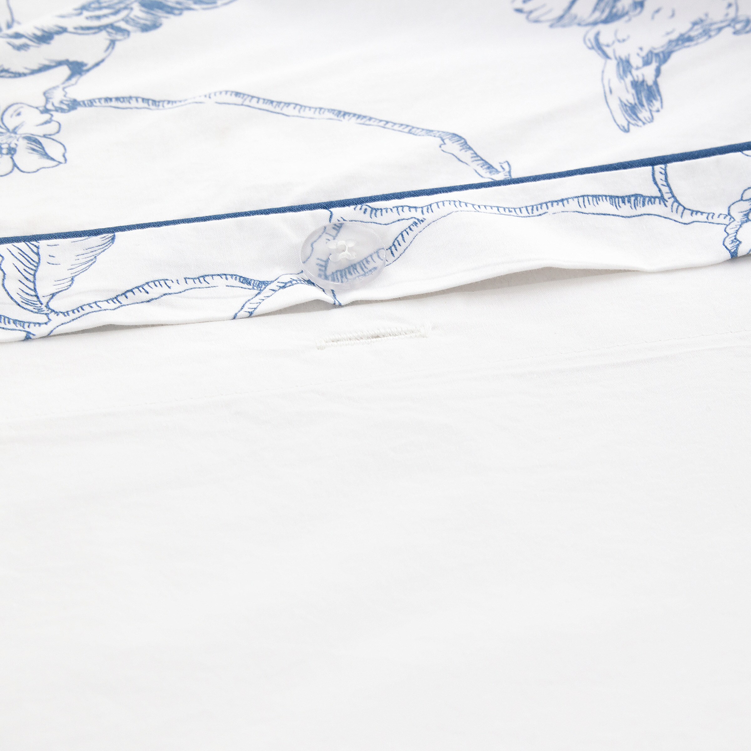 Conjunto de Capa de Edredão de Algodão Birds Azul-5