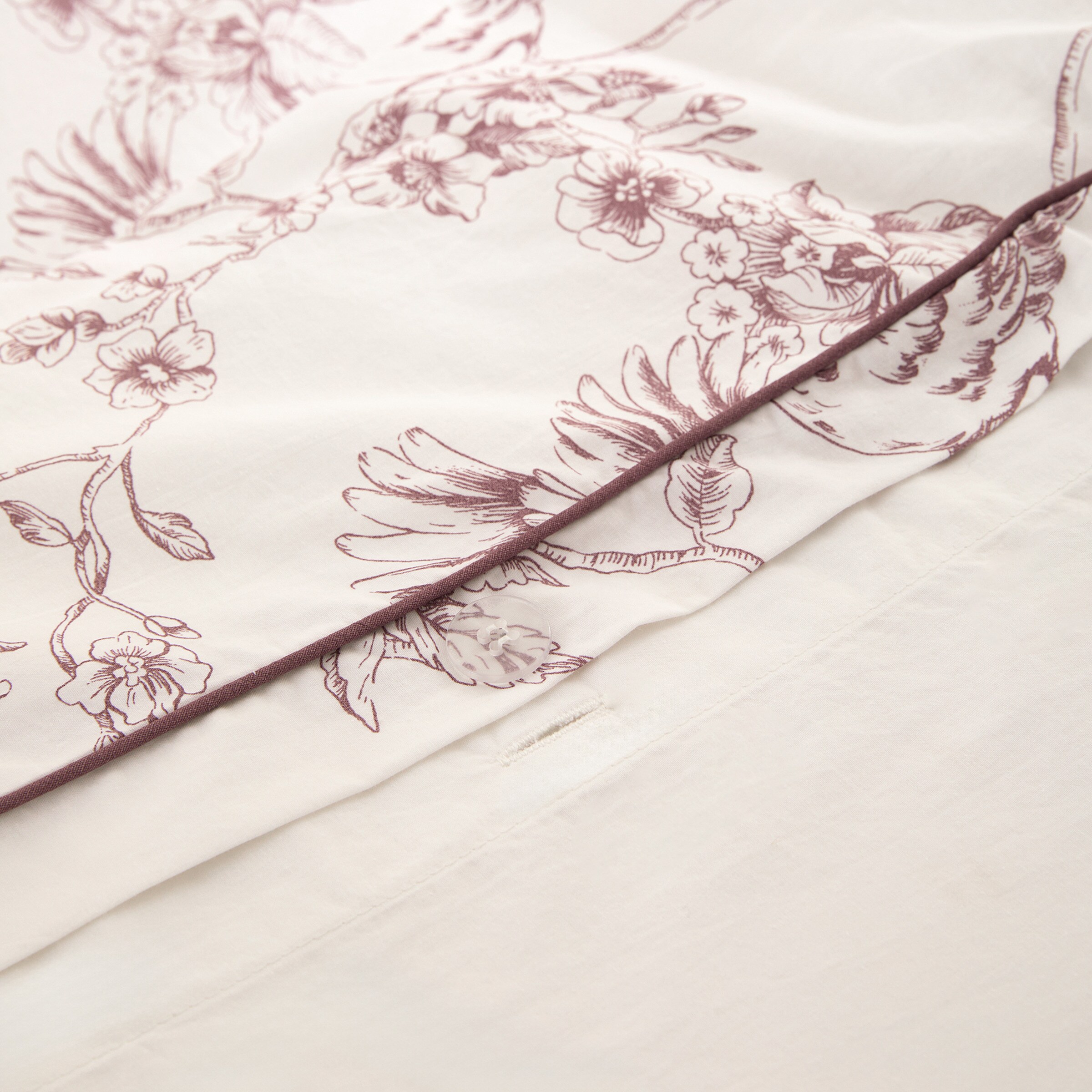 Conjunto de Capa de Edredão de Algodão Birds Rosa-5