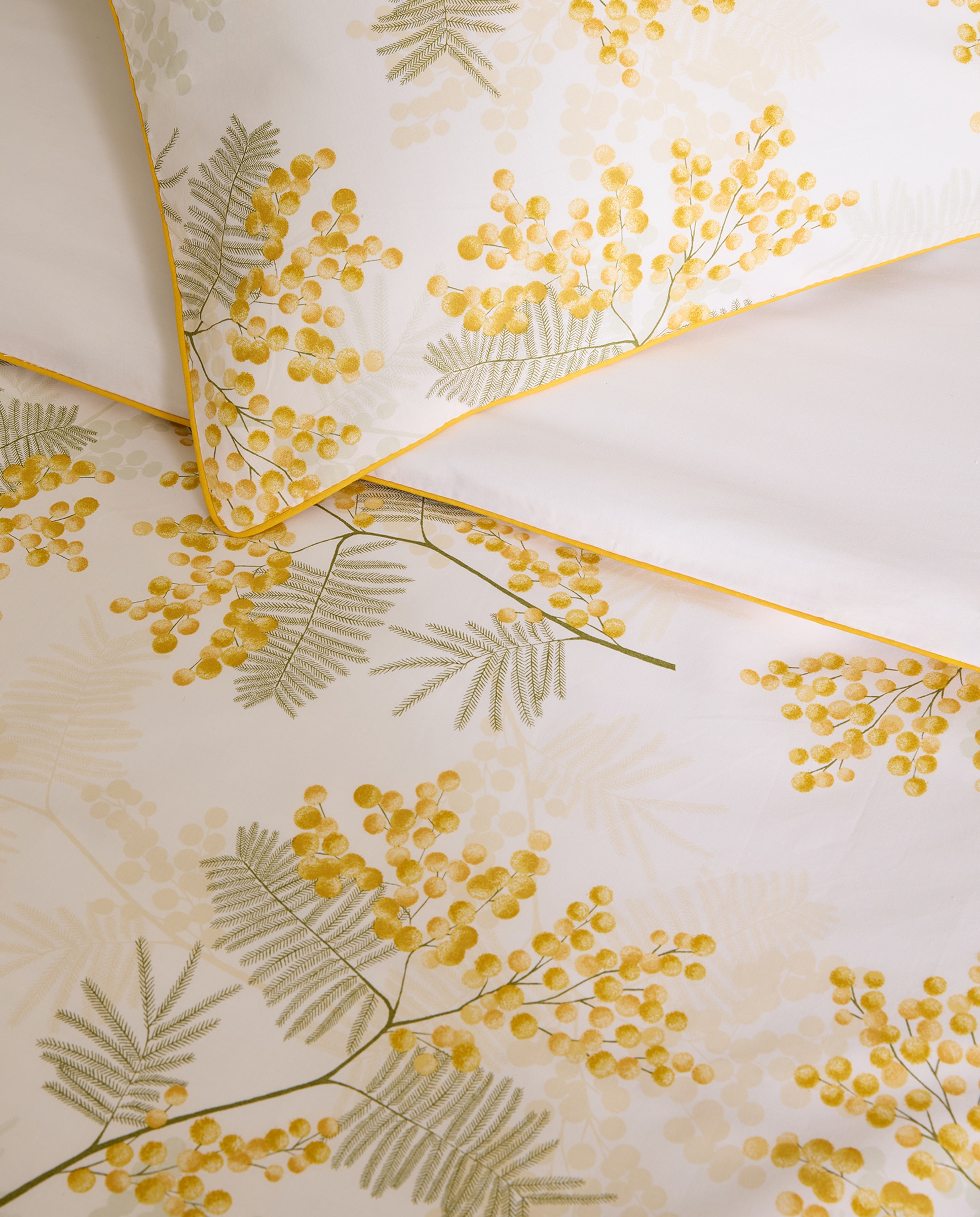 Conjunto de Capa de Edredão de Algodão Mimosa Amarelo-4