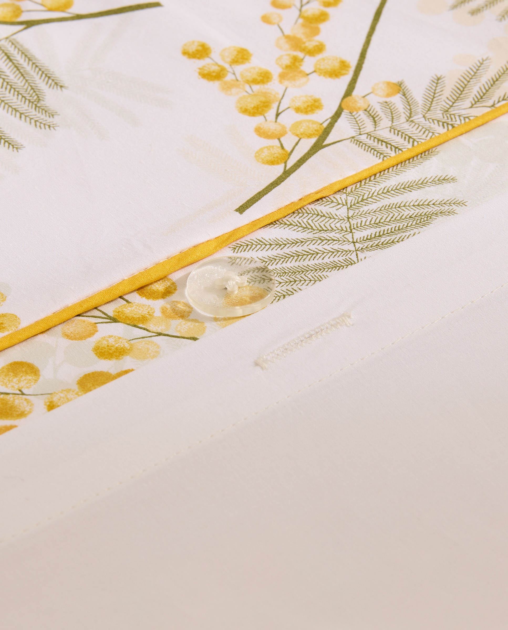 Conjunto de Capa de Edredão de Algodão Mimosa Amarelo-5