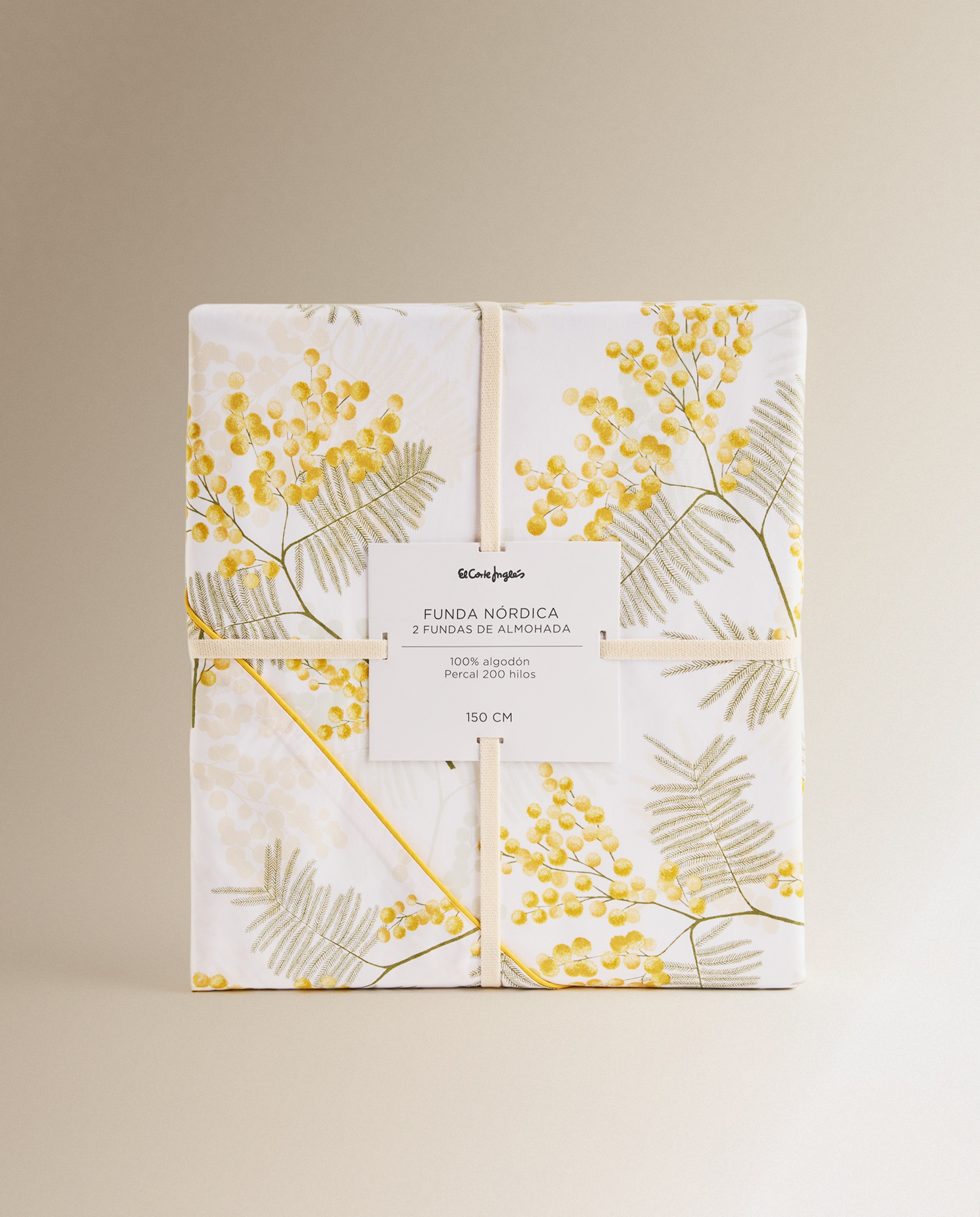 Conjunto de Capa de Edredão de Algodão Mimosa Amarelo-7