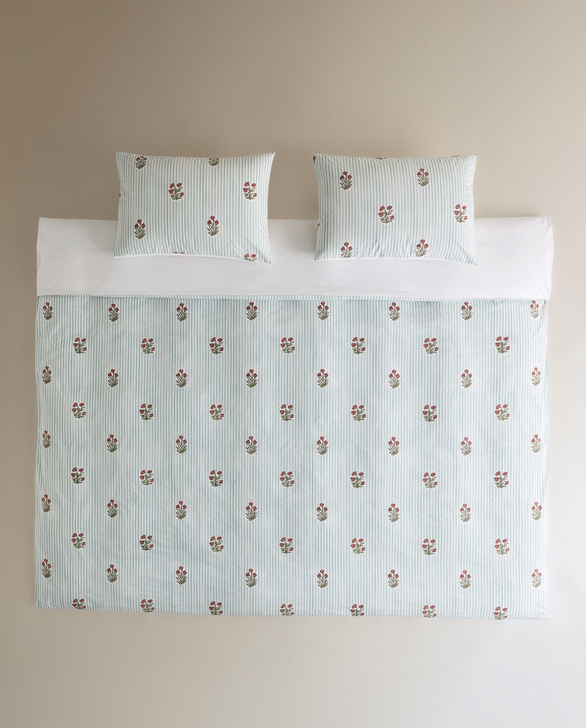 Juego de funda nórdica algodón Summer - Verde Cama 105 cm Verde-2