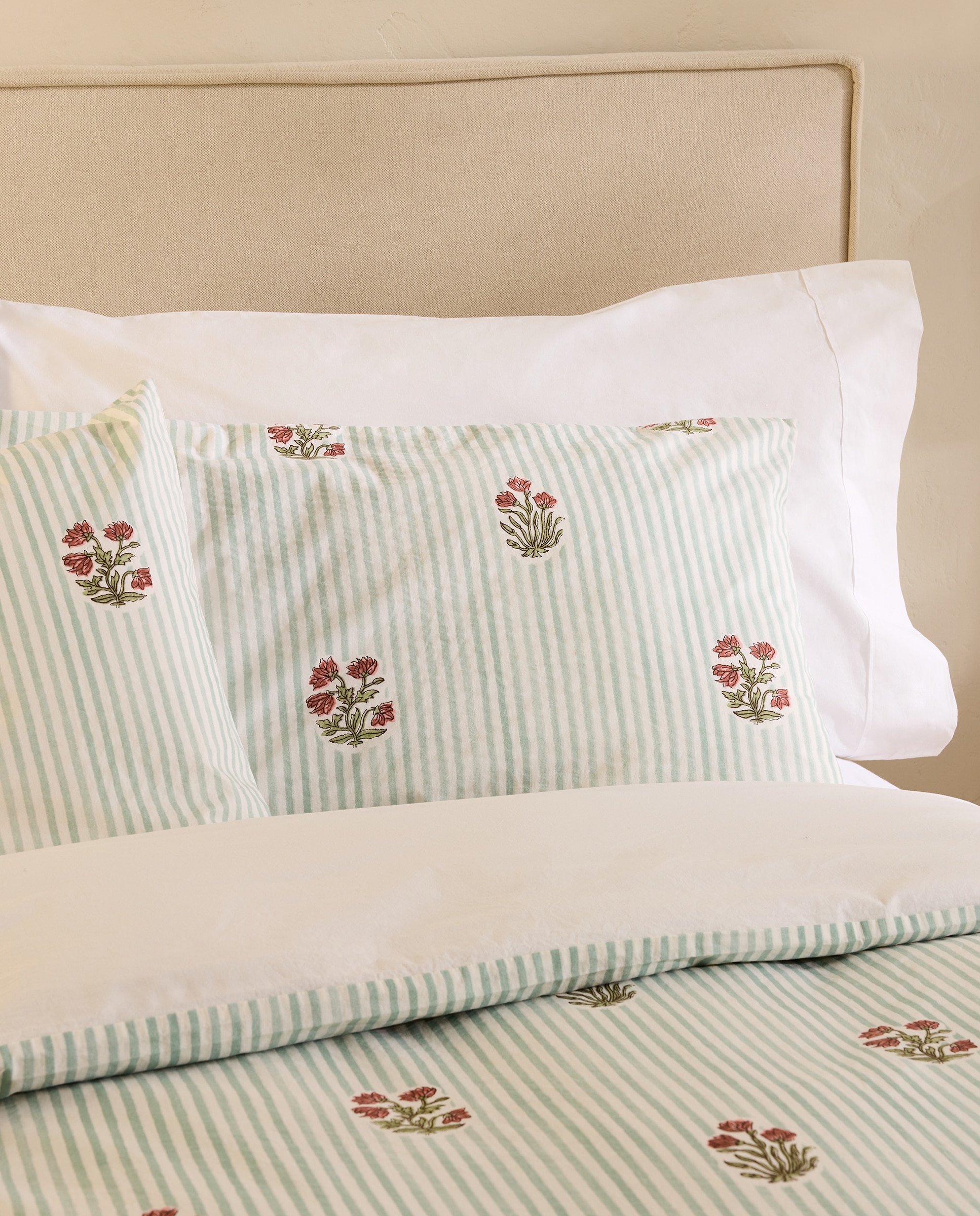 Juego de funda nórdica algodón Summer - Verde Cama 105 cm Verde-3