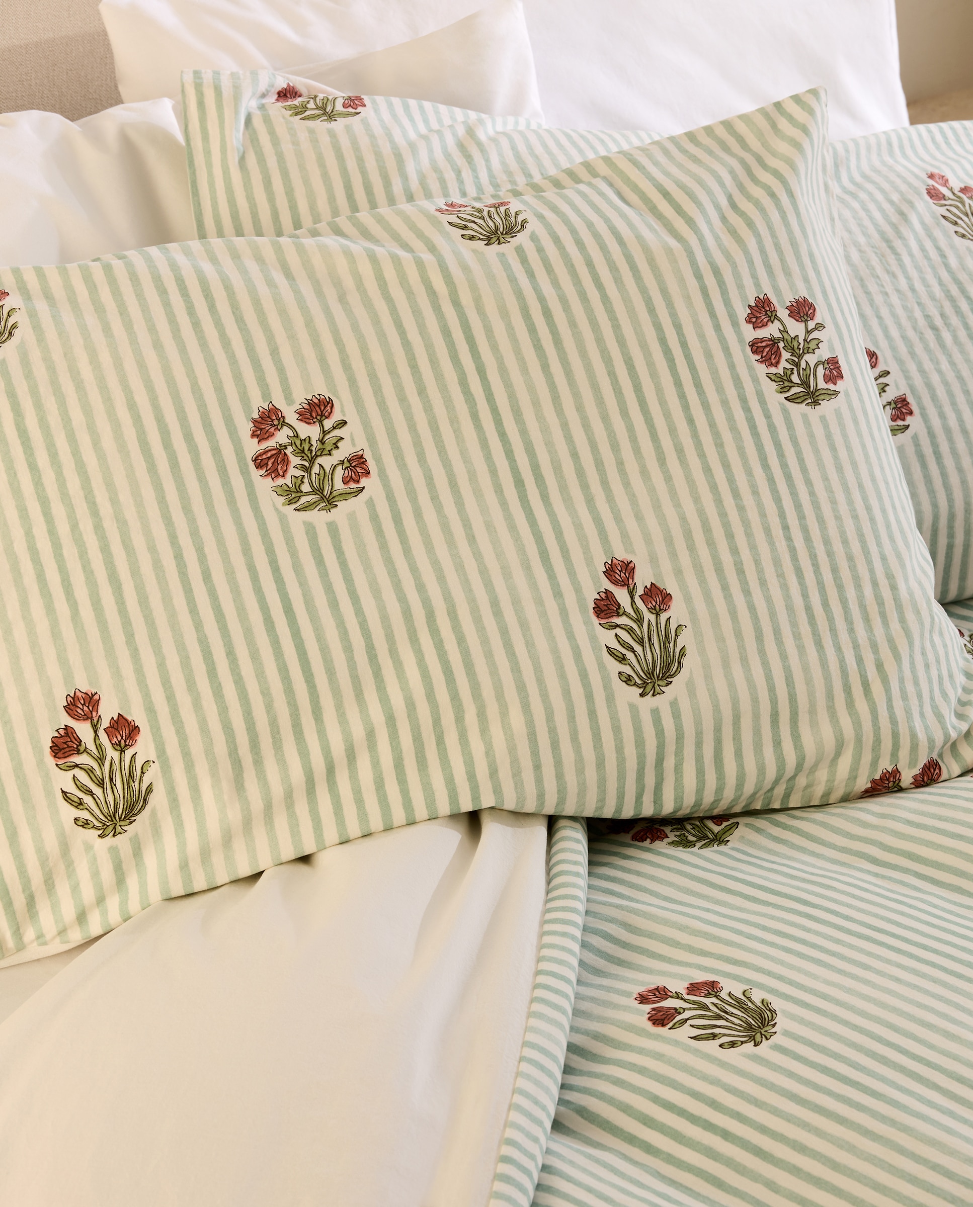 Juego de funda nórdica algodón Summer - Verde Cama 105 cm Verde-4