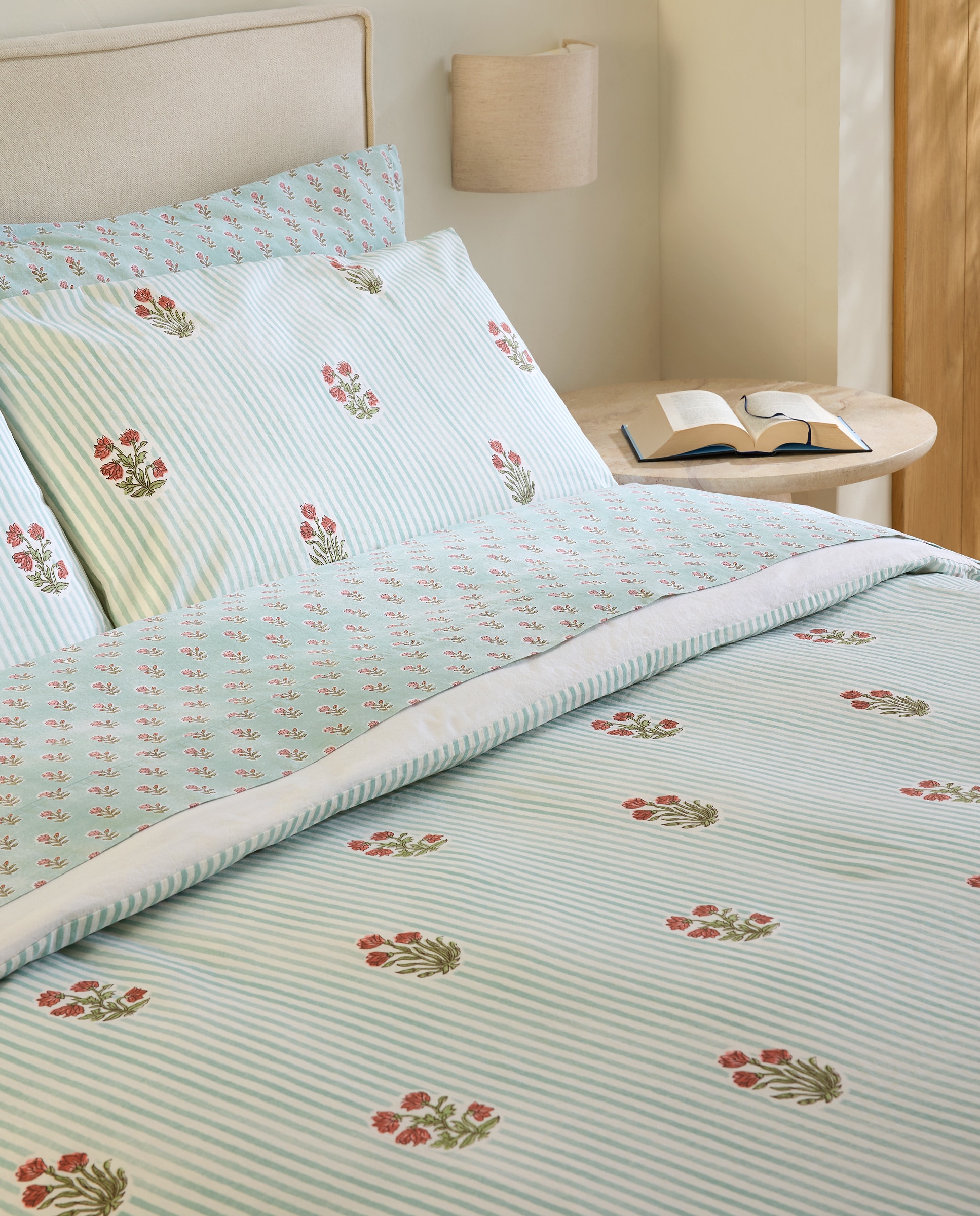 Juego de funda nórdica algodón Summer - Verde Cama 105 cm Verde-7