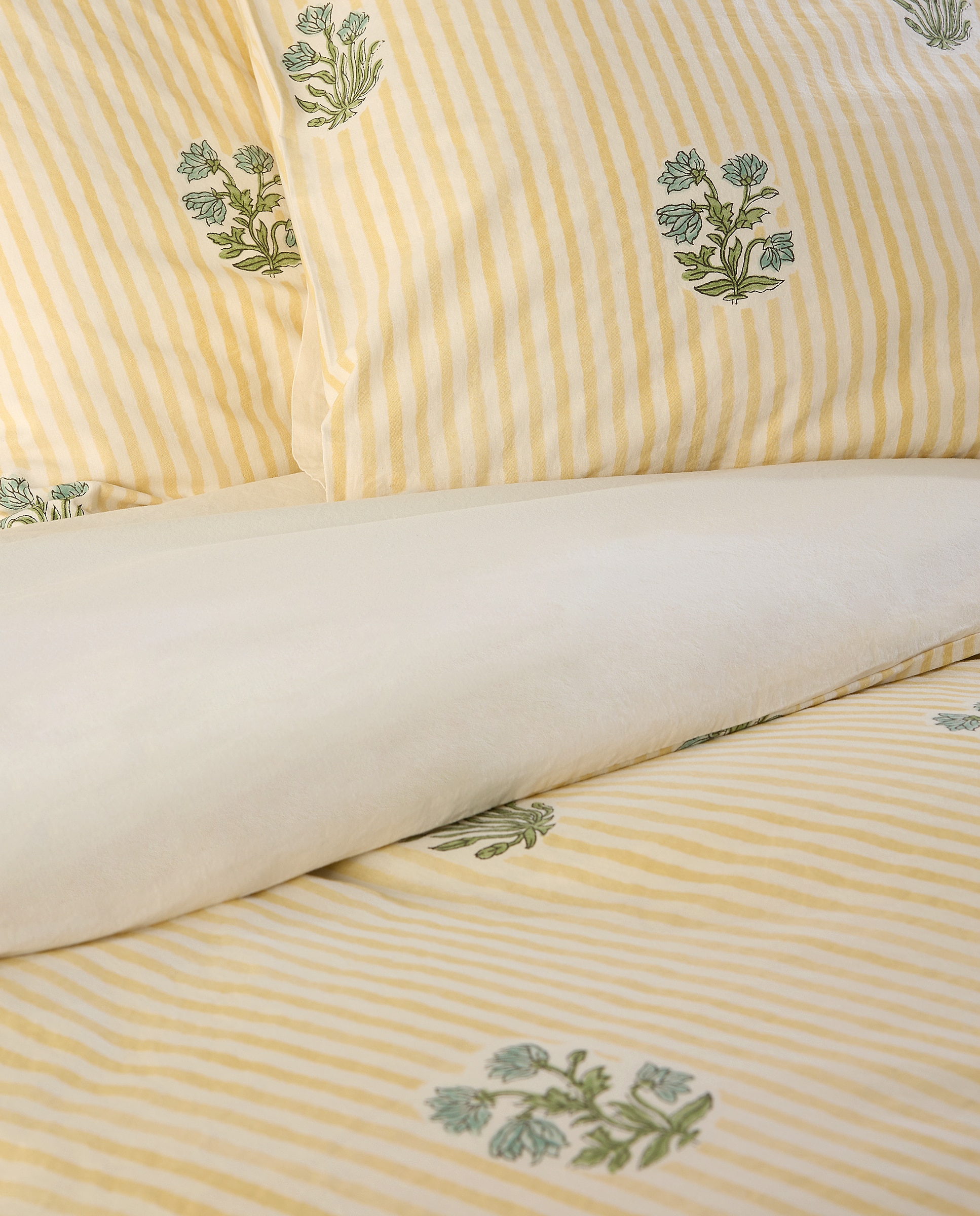 Conjunto de Capa de Edredão de Algodão Summer Amarelo-4