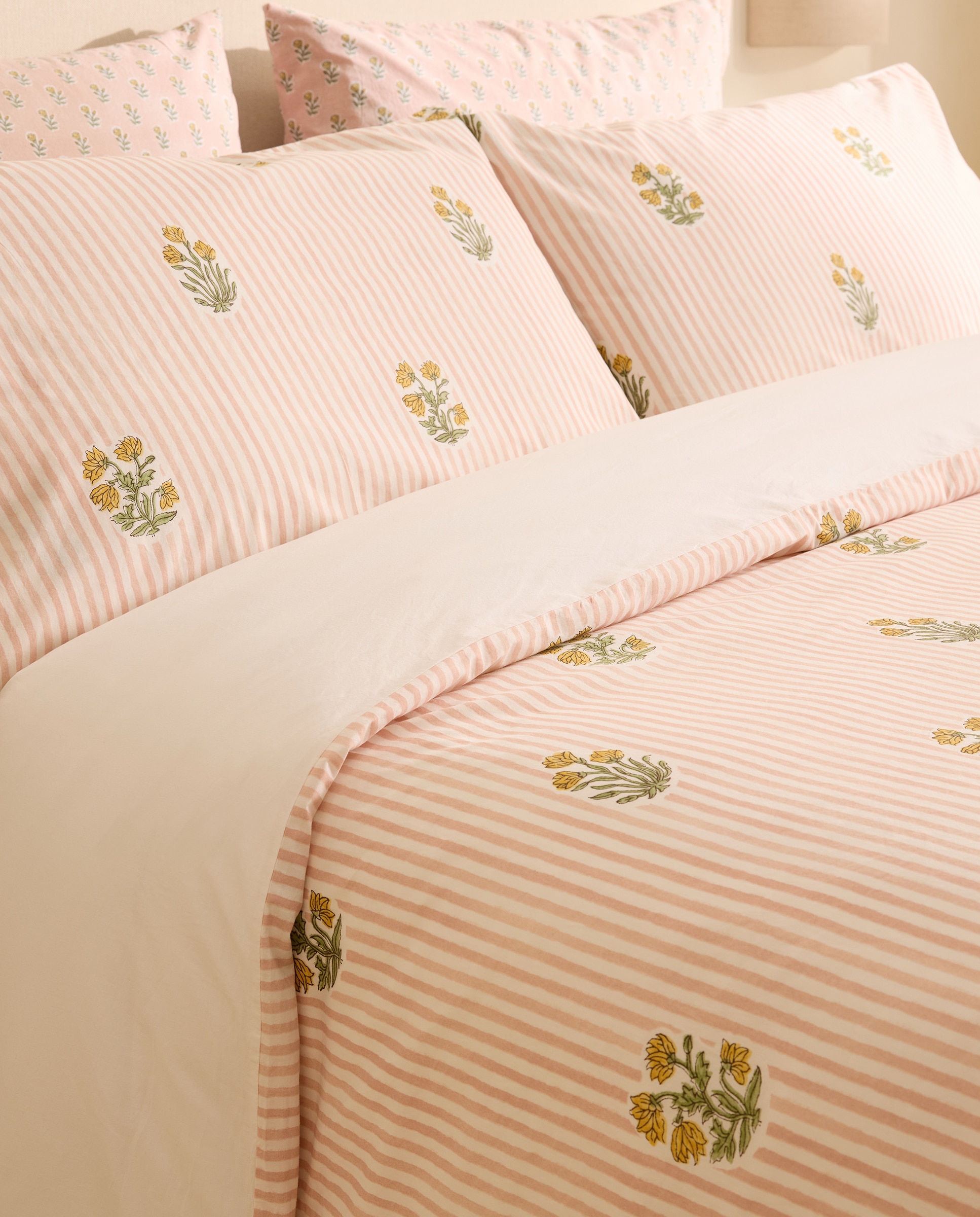 Conjunto de Capa de Edredão de Algodão Summer Rosa-3
