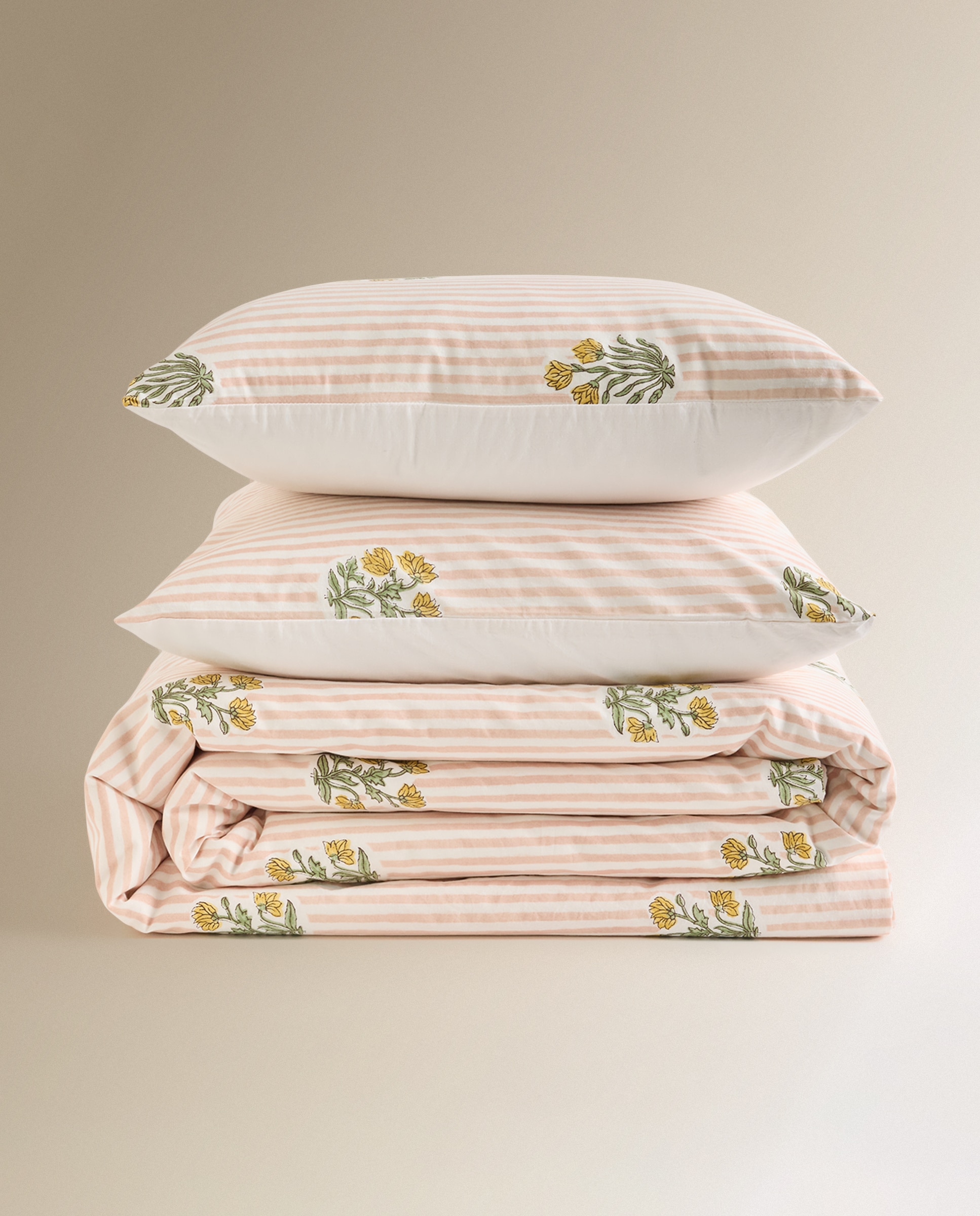 Conjunto de Capa de Edredão de Algodão Summer Rosa-6