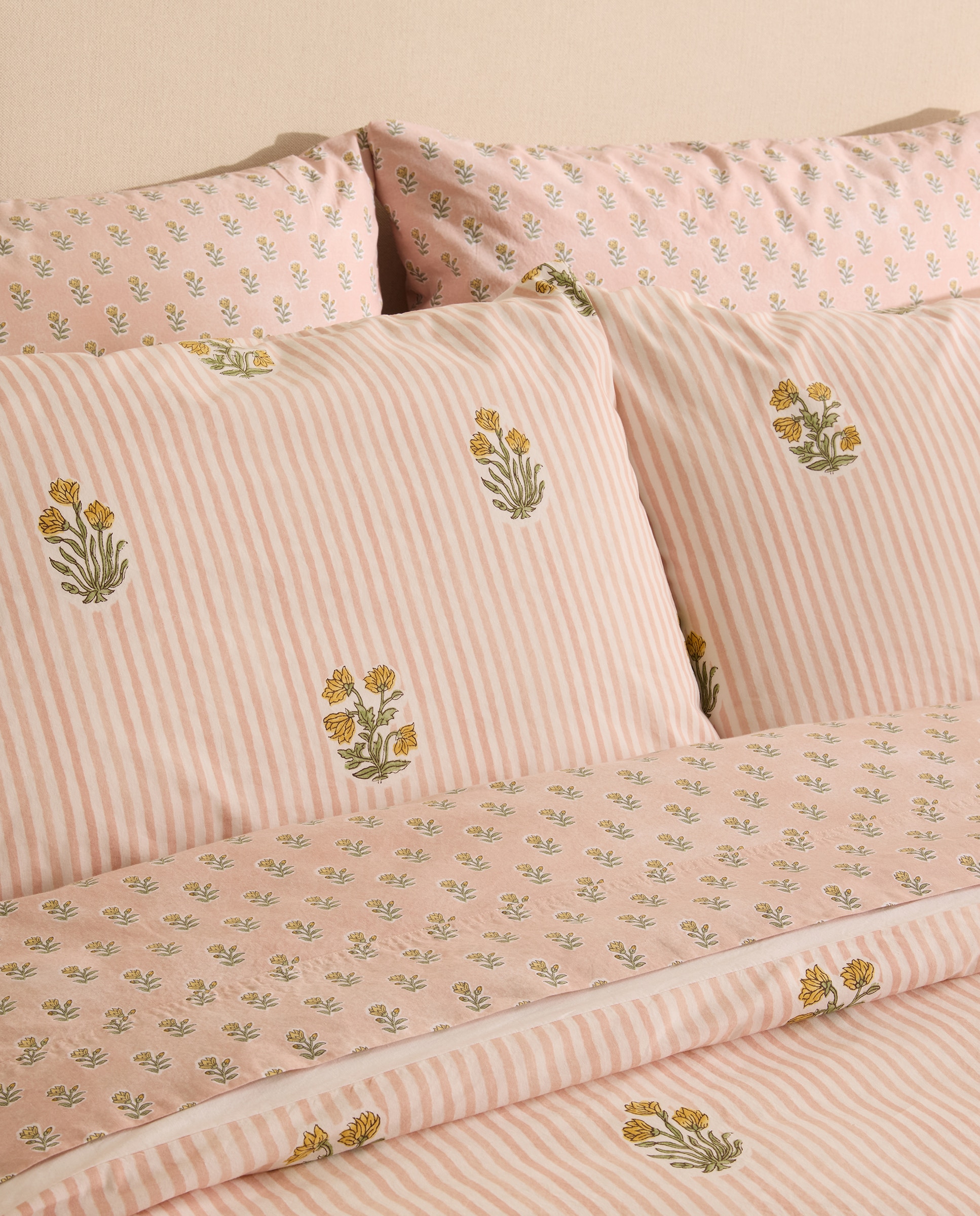 Conjunto de Capa de Edredão de Algodão Summer Rosa-7