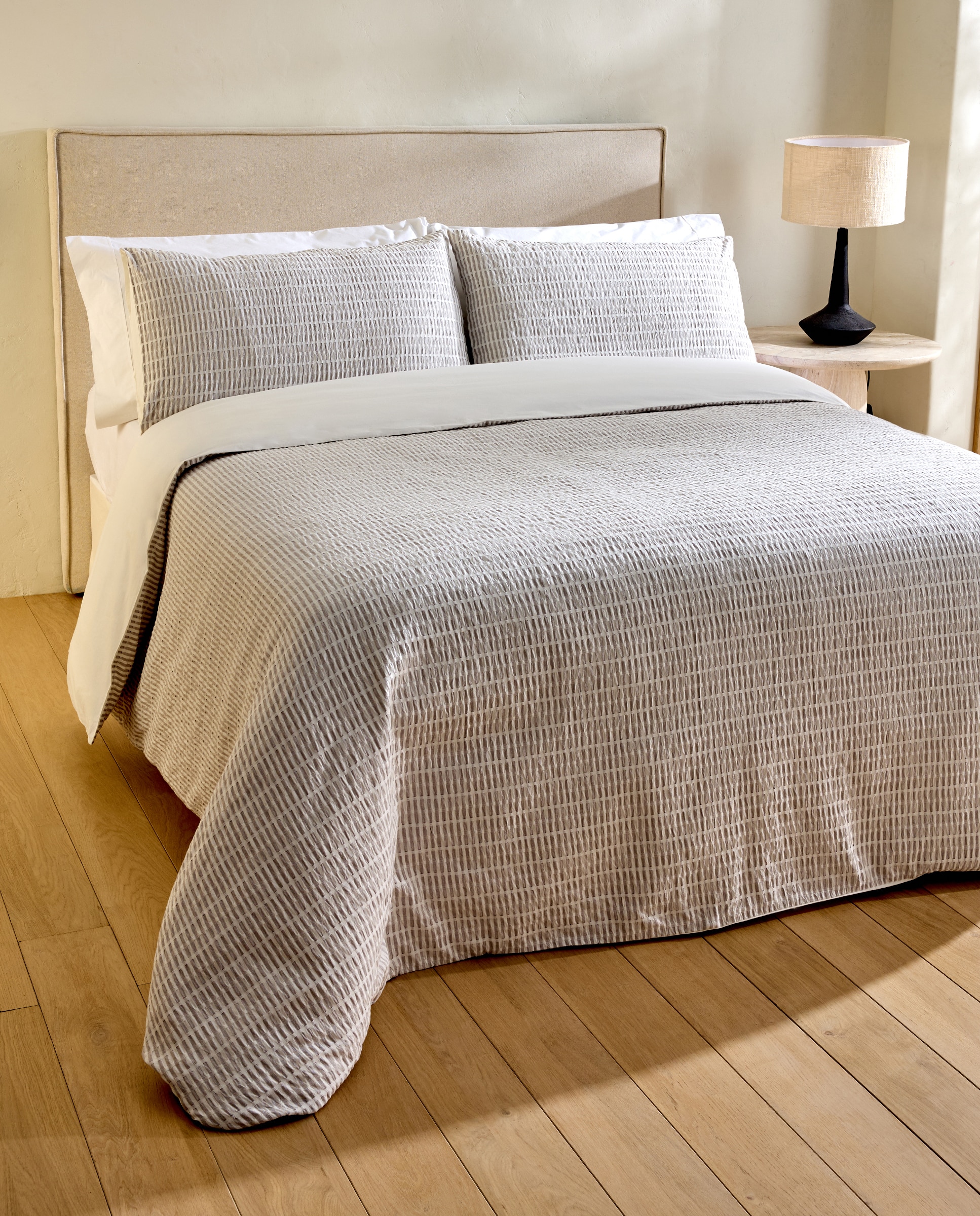 Juego de funda nórdica algodón Johan - Gris Cama 105 cm Gris-1