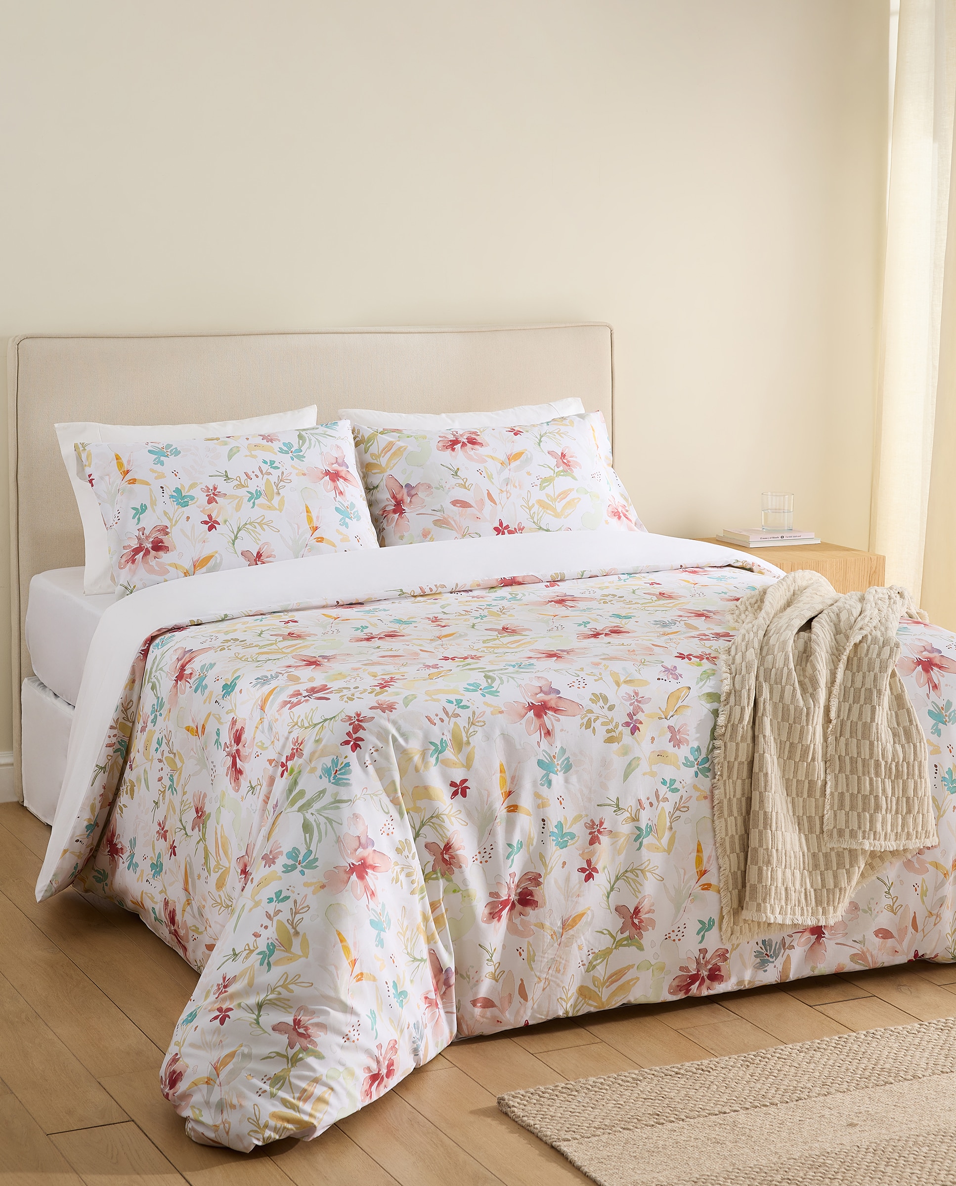 Conjunto de Capa de Edredão de Algodão Loisy Rosa-1