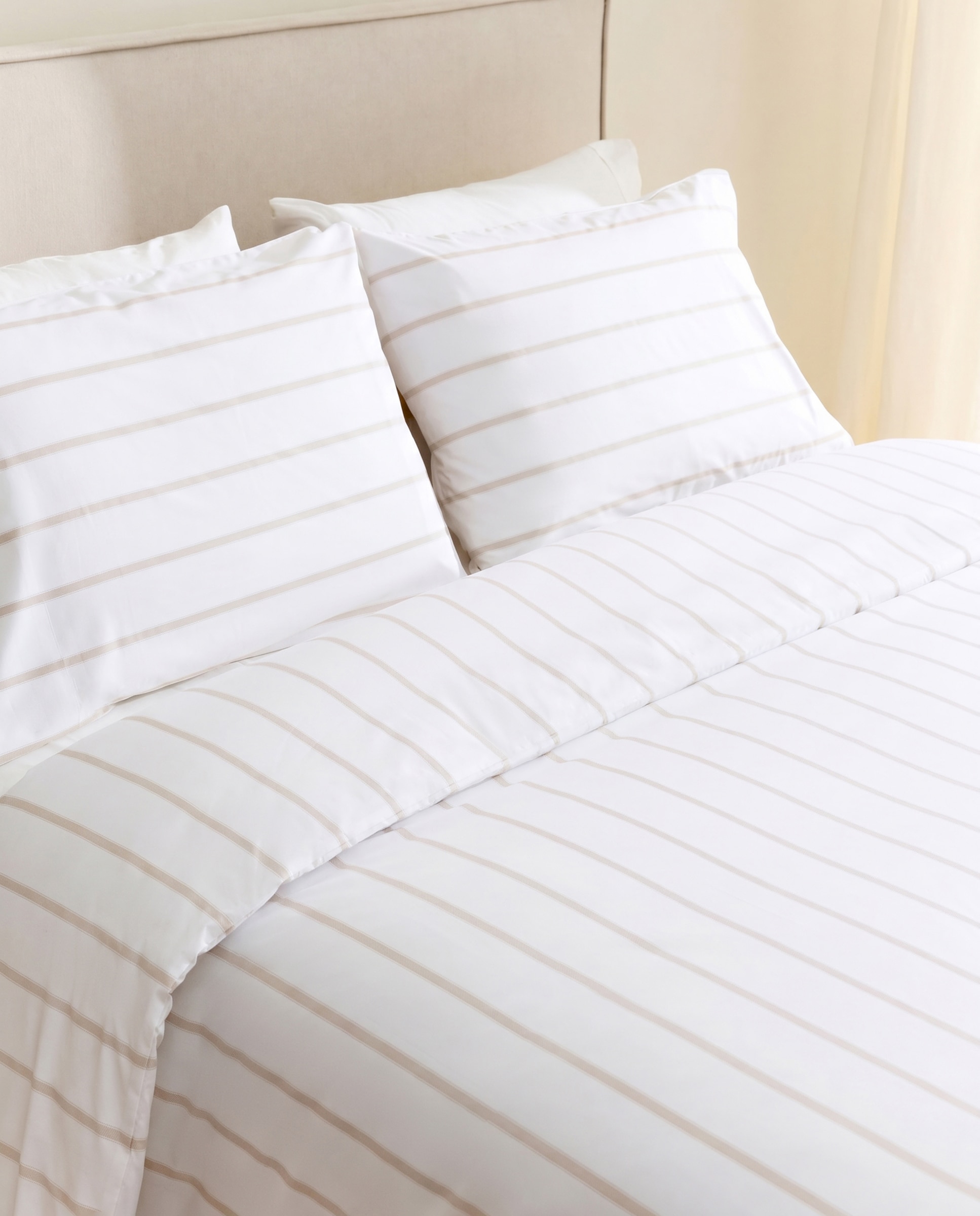Juego de funda nórdica algodón percal Abbey - Beige Cama 90 cm Beige-3