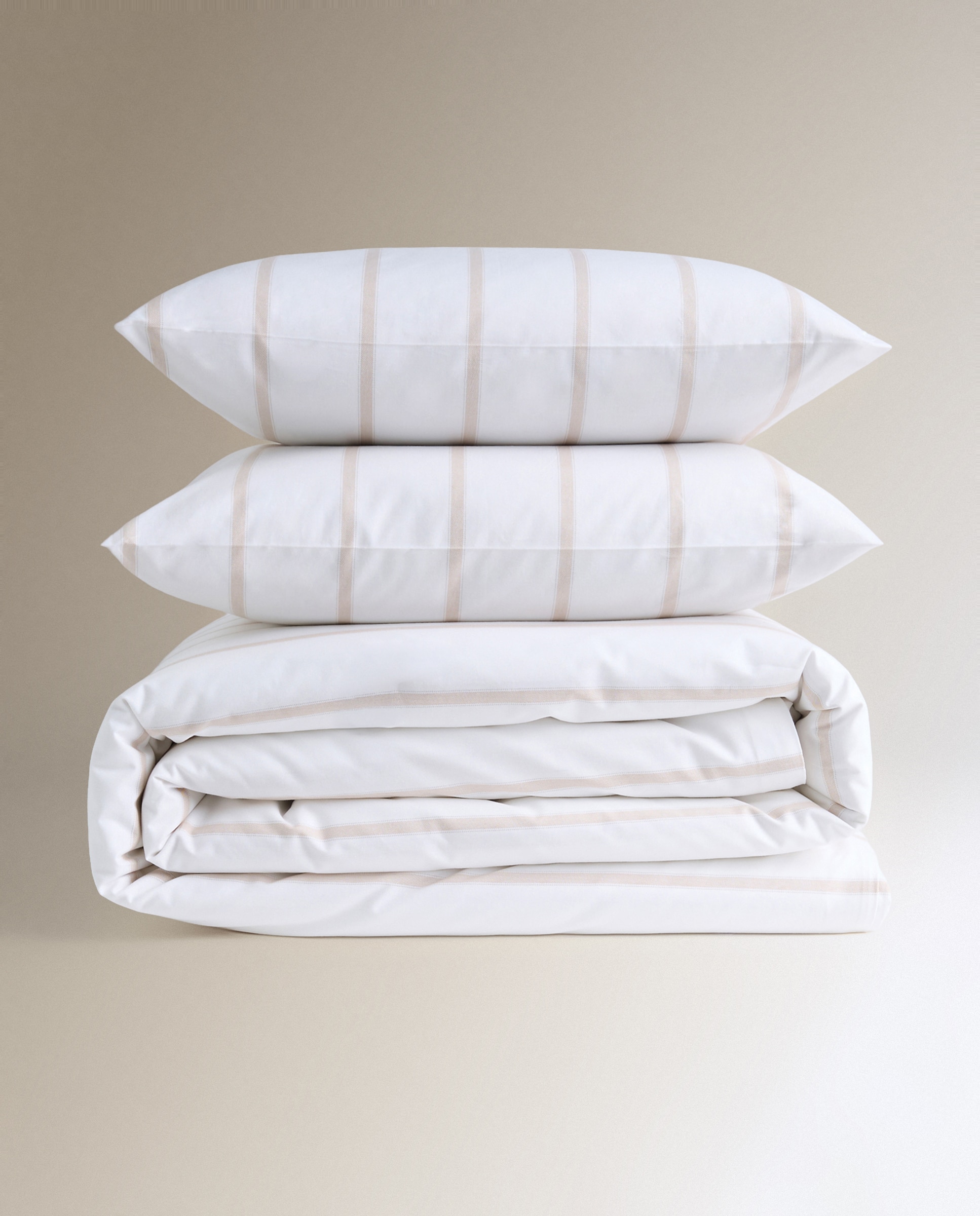 Juego de funda nórdica algodón percal Abbey - Beige Cama 90 cm Beige-6