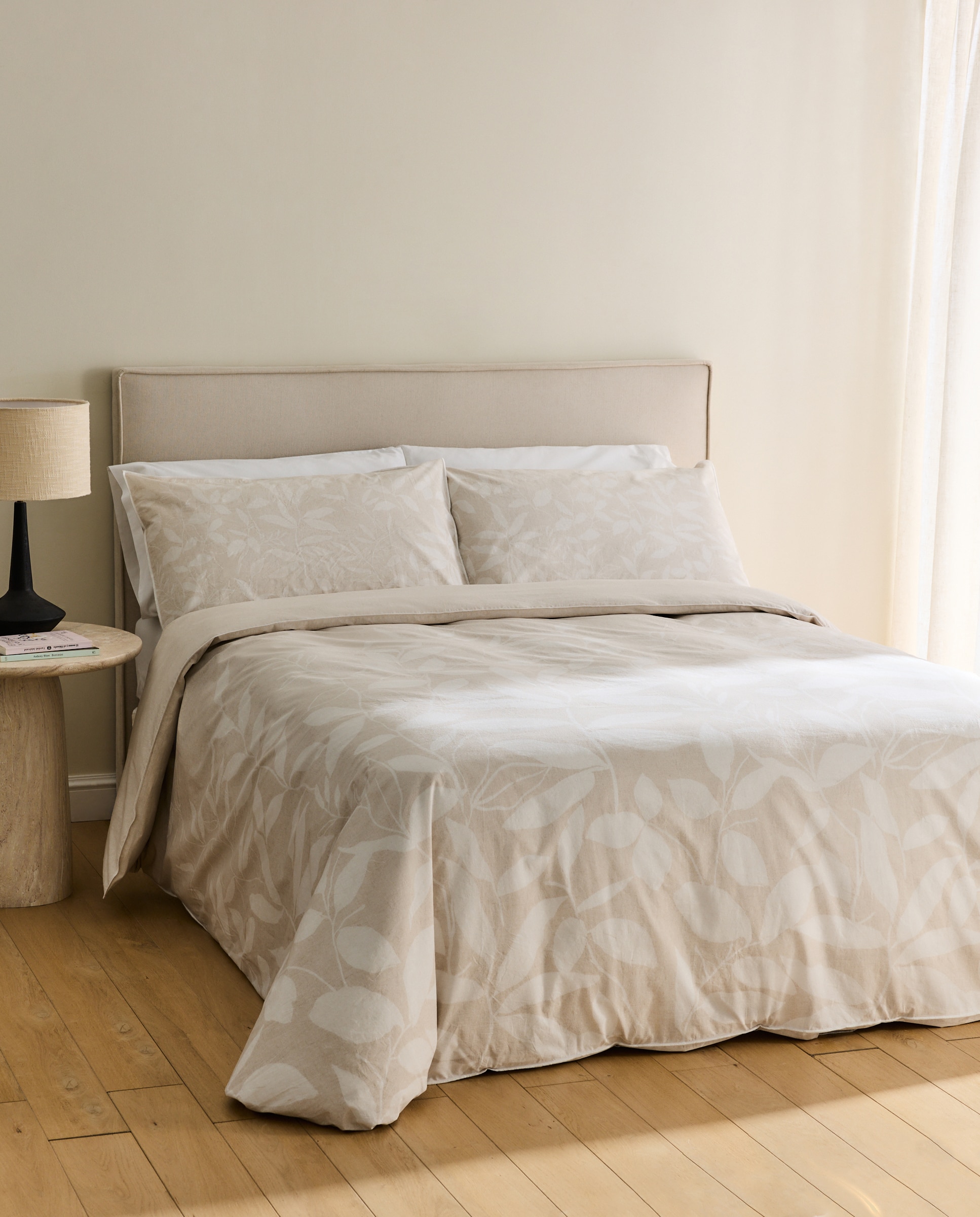 Juego de funda nórdica algodón percal Harlow - Beige Cama 180 cm Beige-1