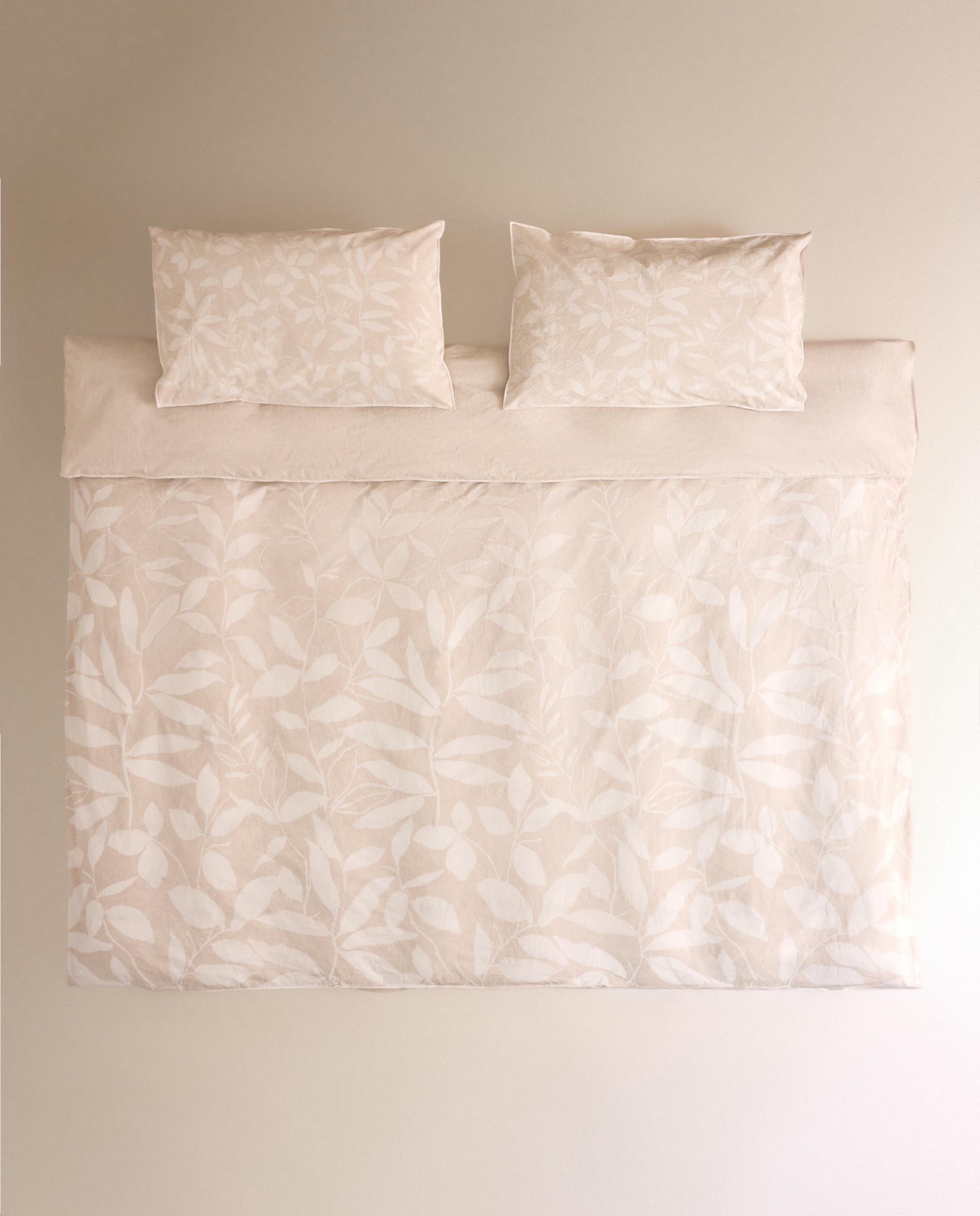 Juego de funda nórdica algodón percal Harlow - Beige Cama 180 cm Beige-2